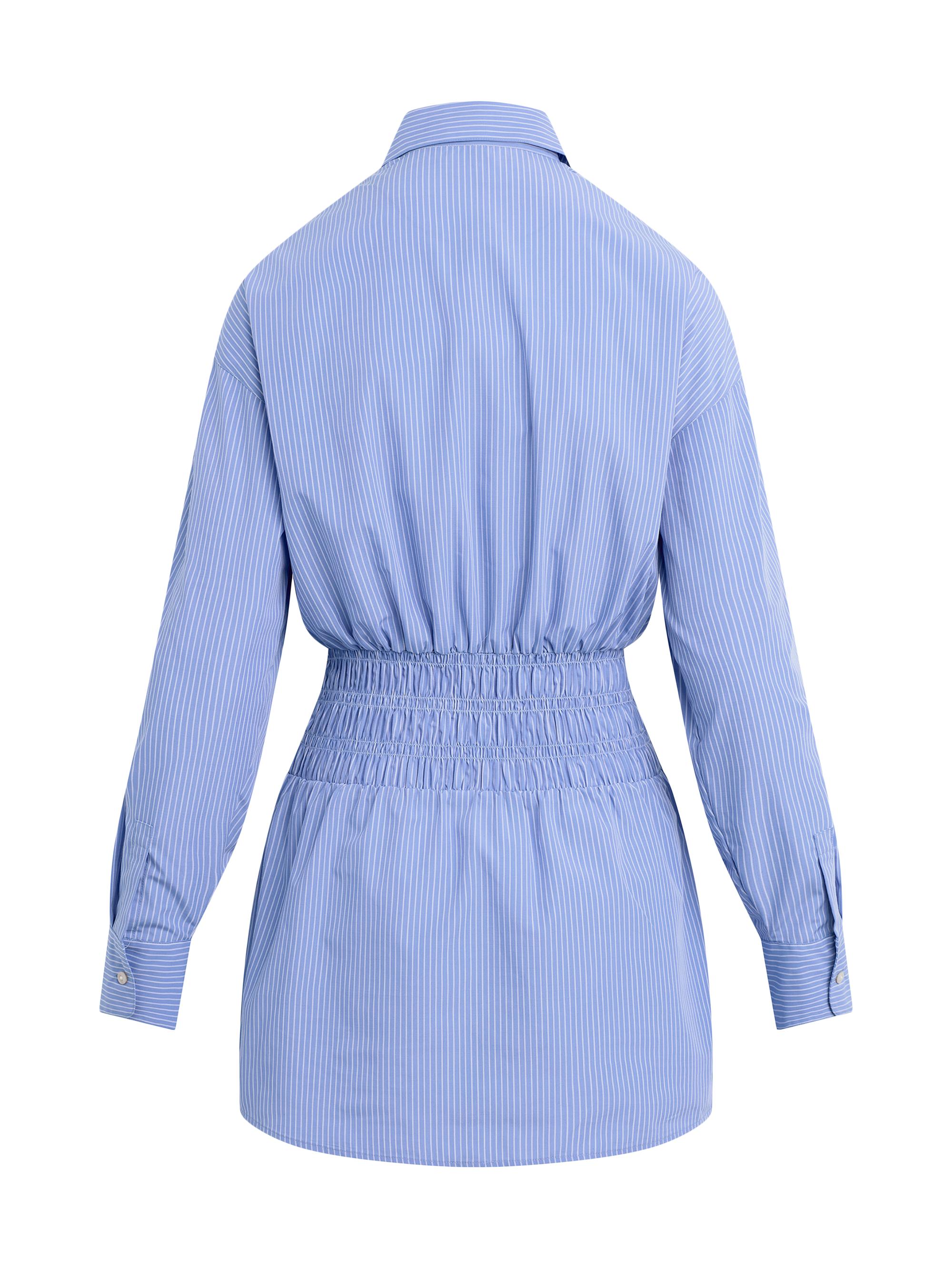 Favorite Daughter Women's The Waist Not Smocked Mini-Shirtdress - Blue White Stripe | Thumbnail 2