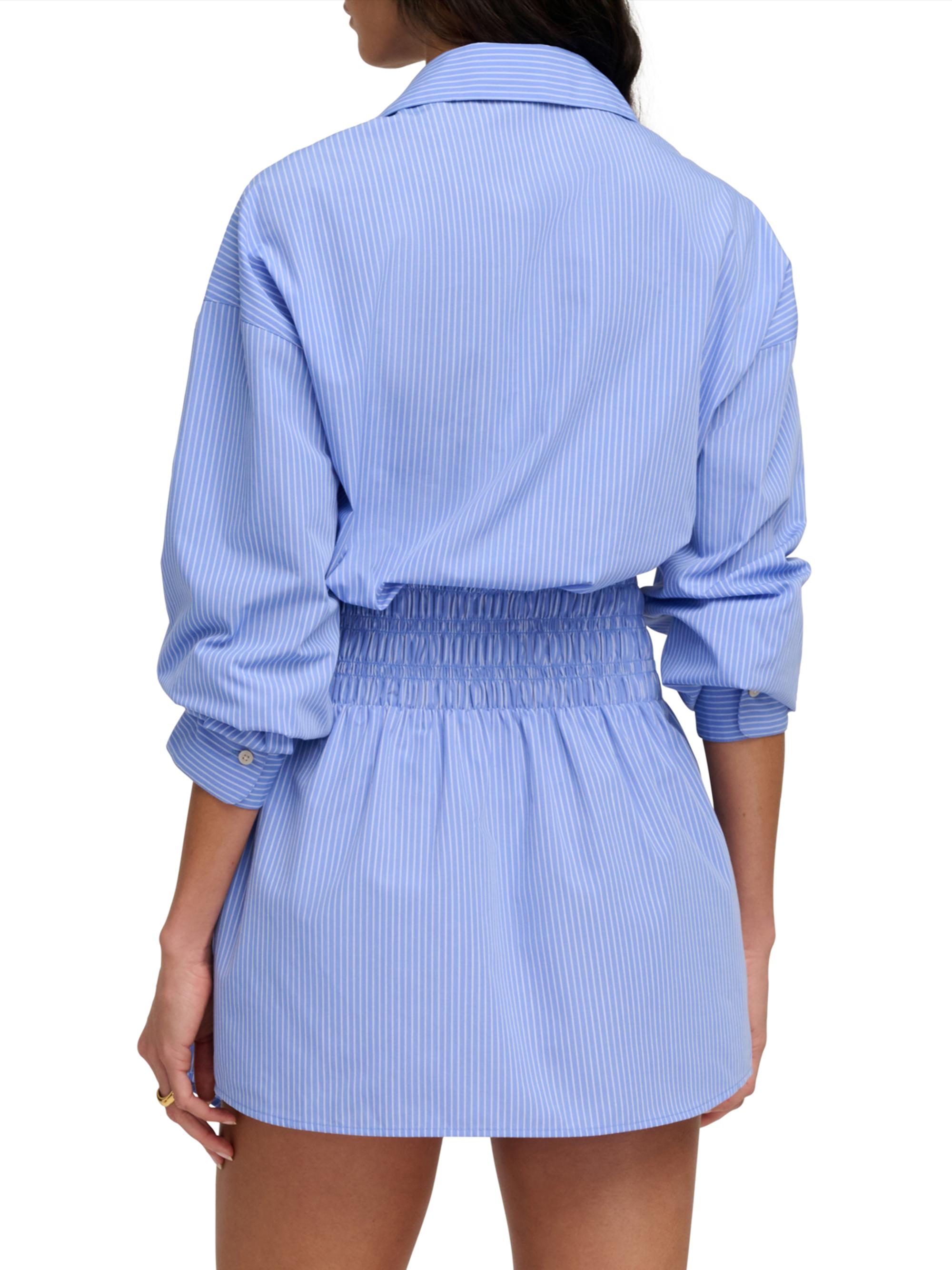 Favorite Daughter Women's The Waist Not Smocked Mini-Shirtdress - Blue White Stripe | Thumbnail 5