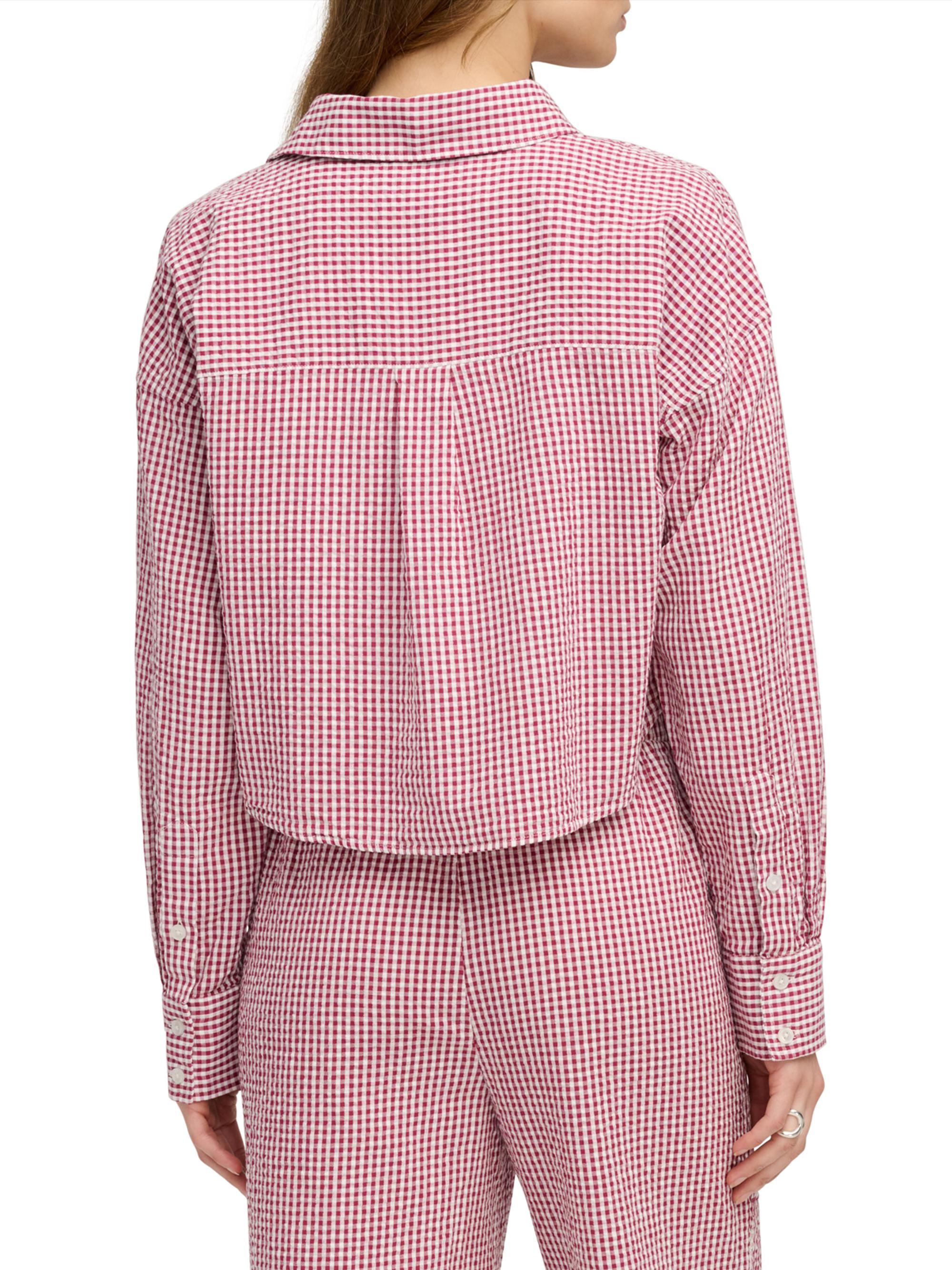 Favorite Daughter Women's The Crop Ex Boyfriend Gingham Shirt - Raspberry White | Thumbnail 6