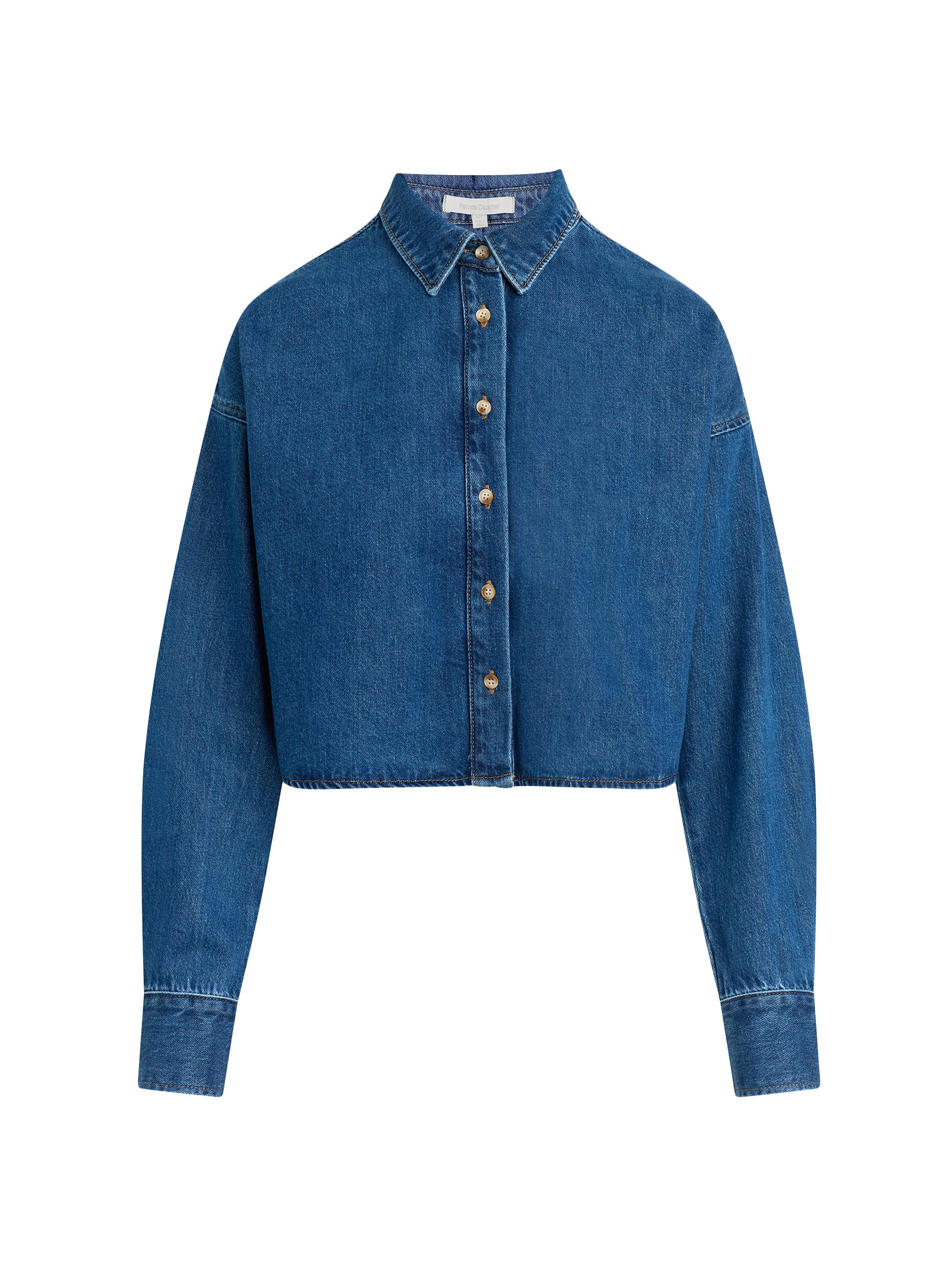 Favorite Daughter Women's The Crop Denim Ex Boyfriend Shirt - Deerfield