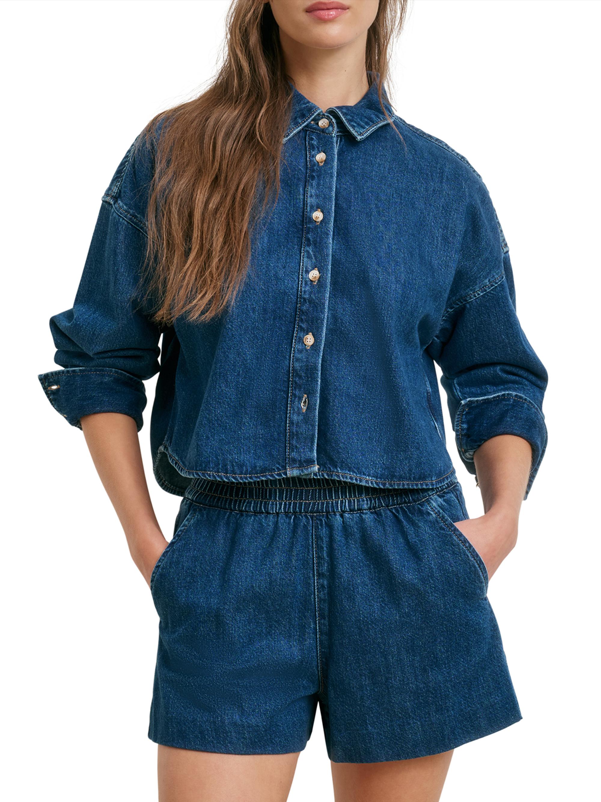 Favorite Daughter Women's The Crop Denim Ex Boyfriend Shirt - Deerfield | Thumbnail 4