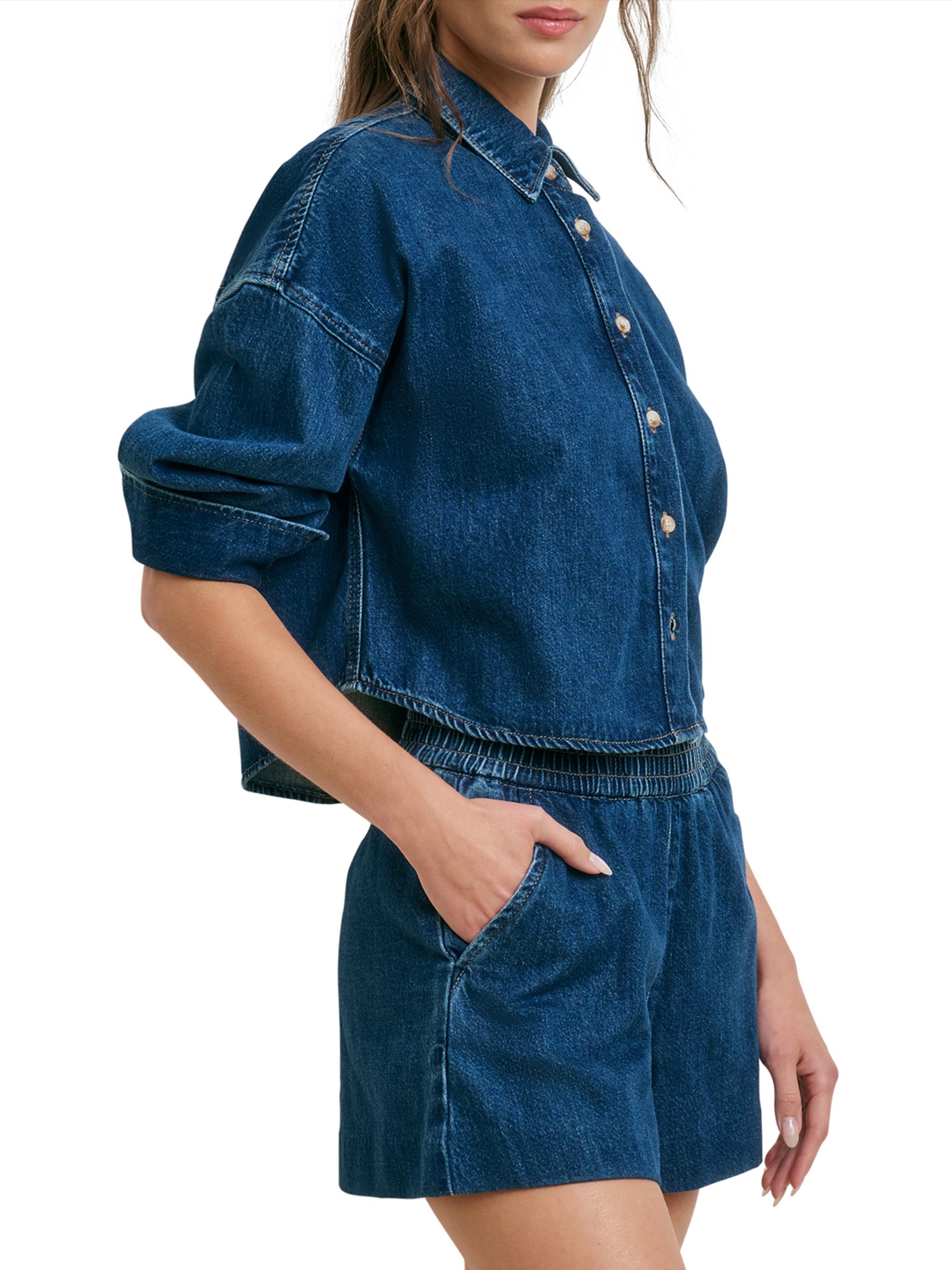 Favorite Daughter Women's The Crop Denim Ex Boyfriend Shirt - Deerfield | Thumbnail 5