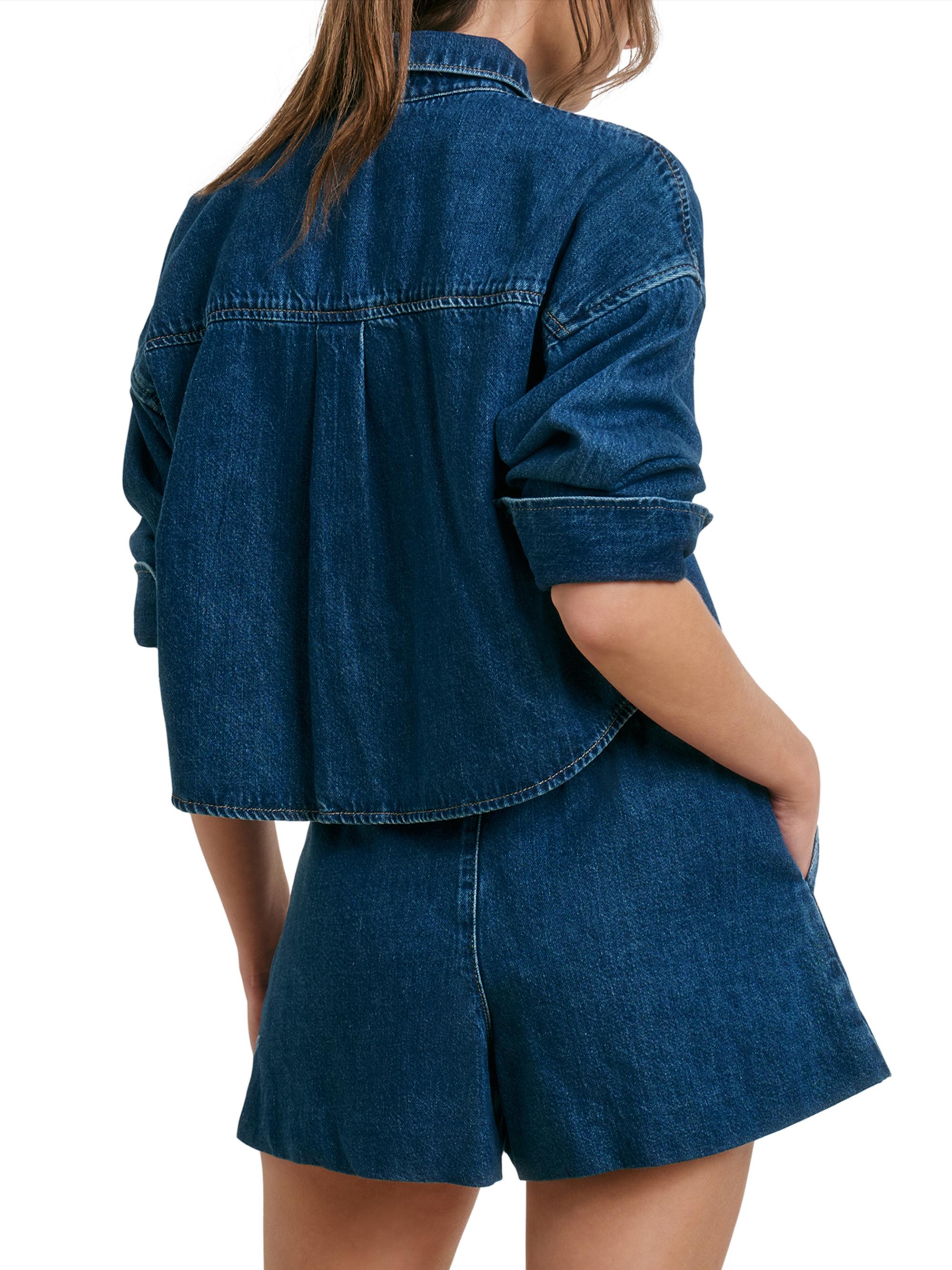 Favorite Daughter Women's The Crop Denim Ex Boyfriend Shirt - Deerfield | Thumbnail 6