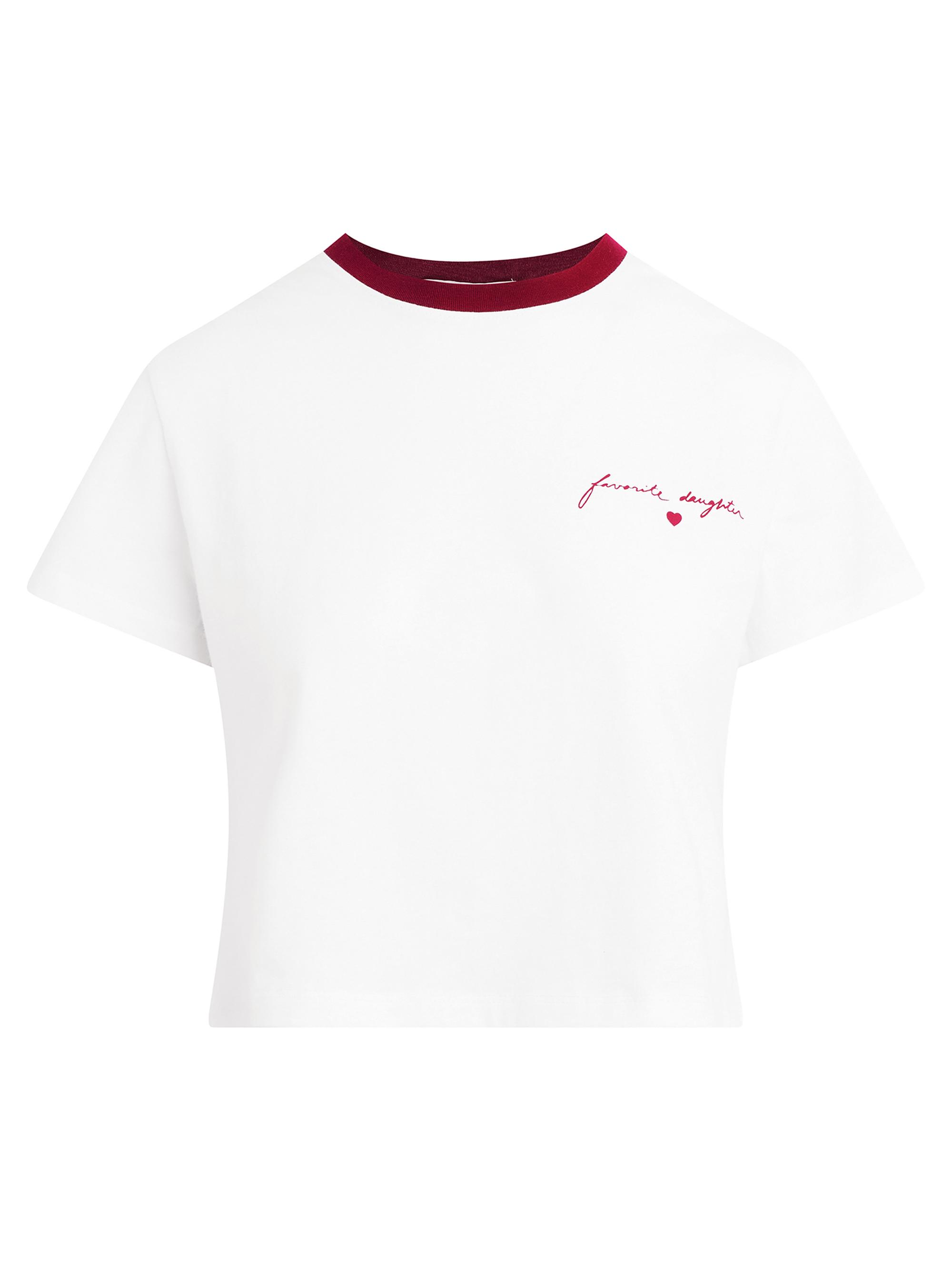Favorite Daughter Women's The Cropped Signature Logo T-Shirt - Off White Ras