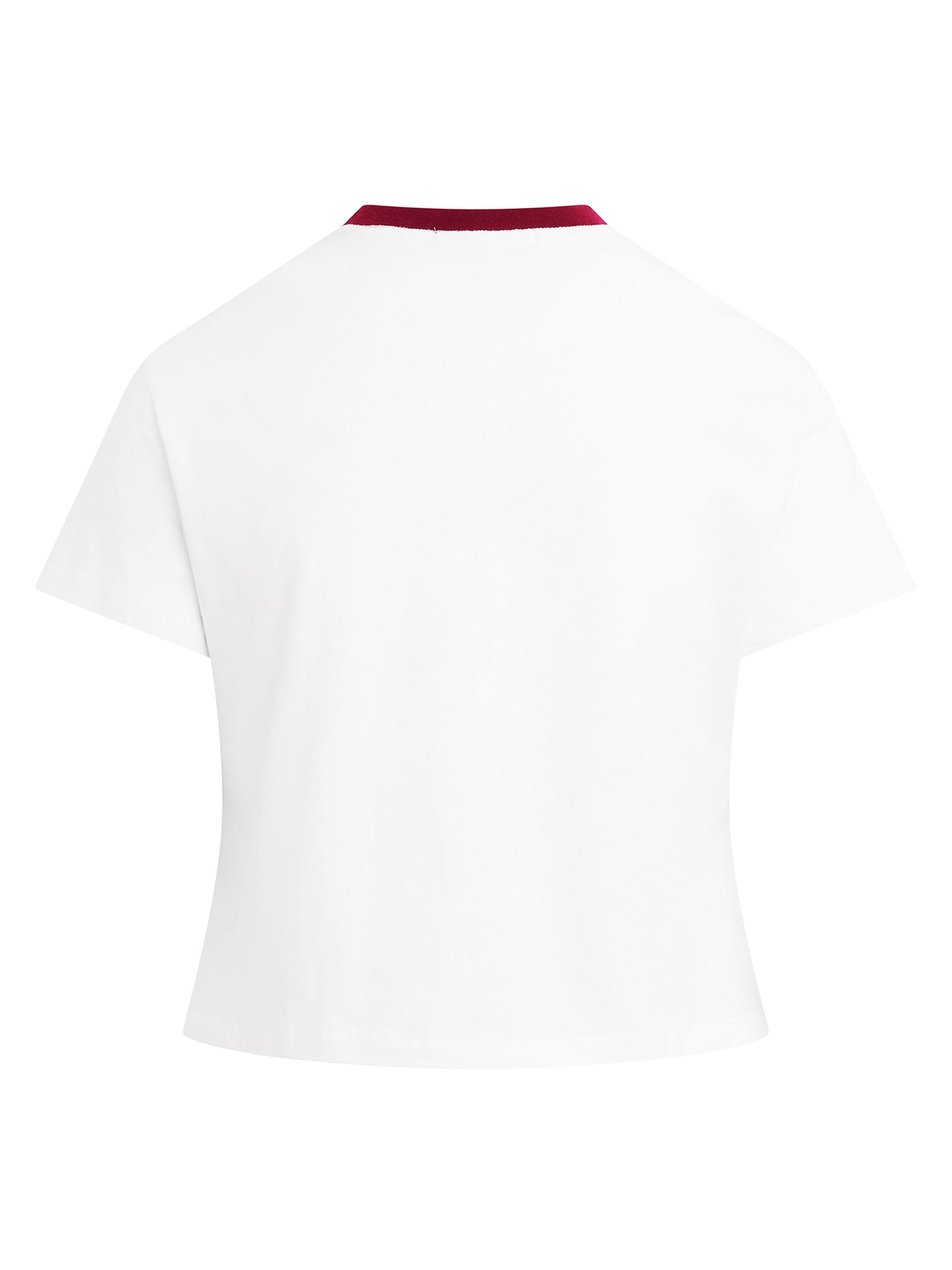 Favorite Daughter Women's The Cropped Signature Logo T-Shirt - Off White Ras | Thumbnail 3