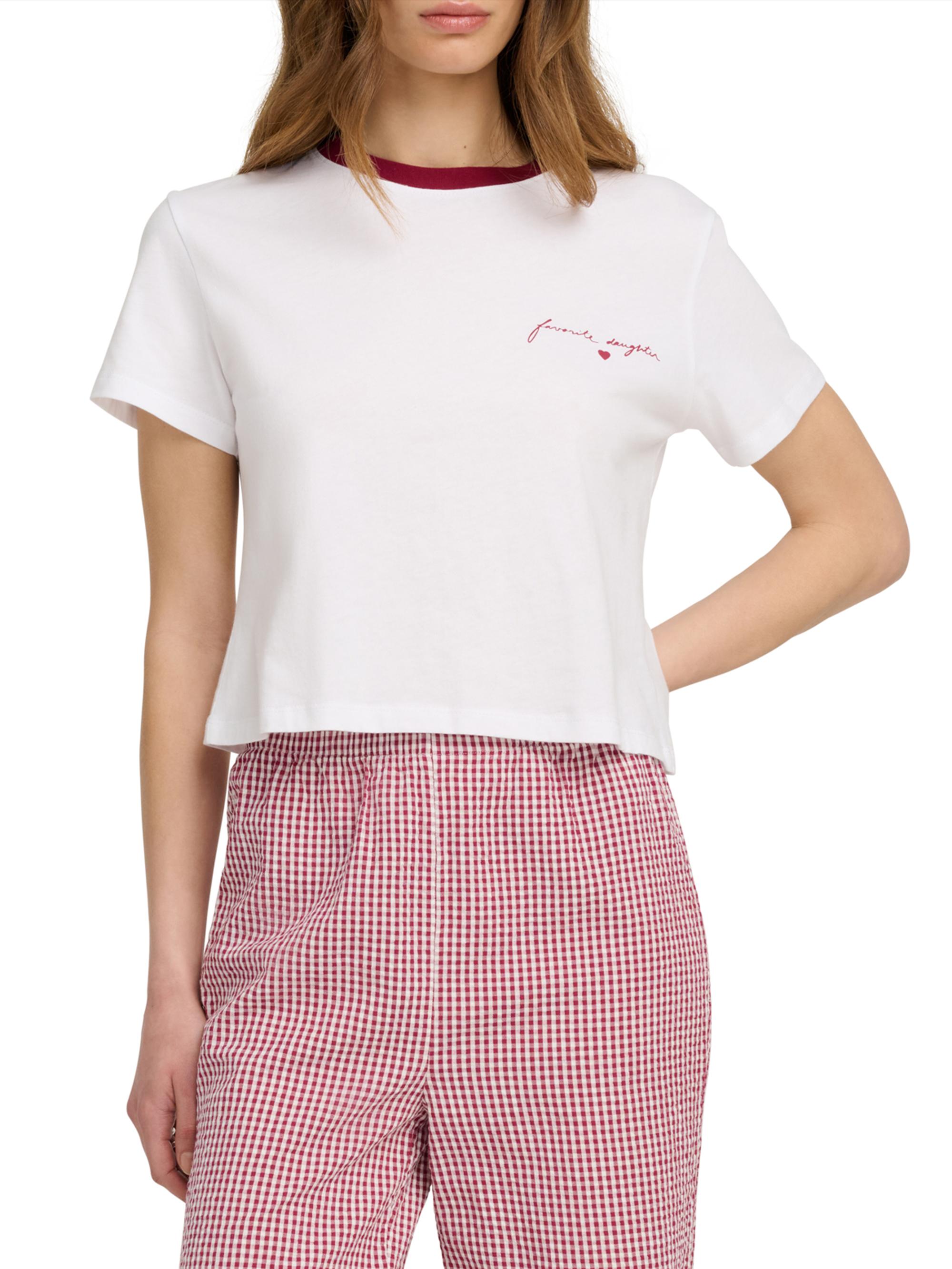 Favorite Daughter Women's The Cropped Signature Logo T-Shirt - Off White Ras | Thumbnail 4