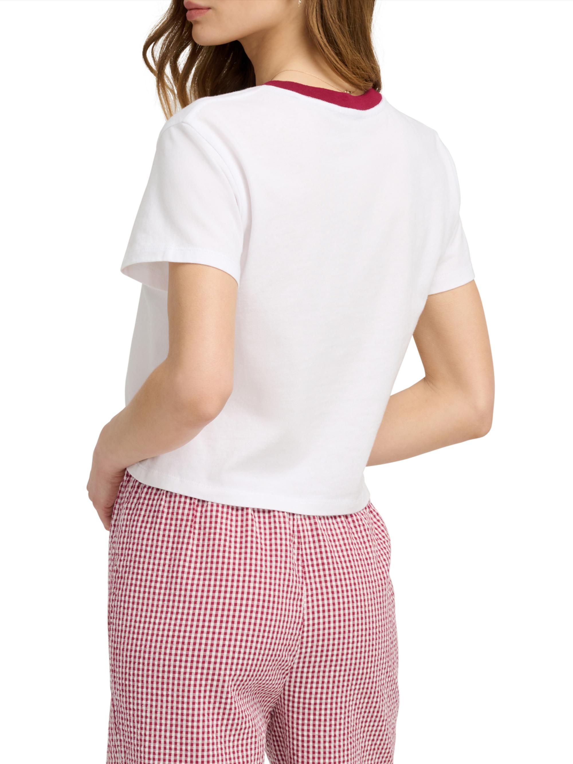 Favorite Daughter Women's The Cropped Signature Logo T-Shirt - Off White Ras | Thumbnail 6