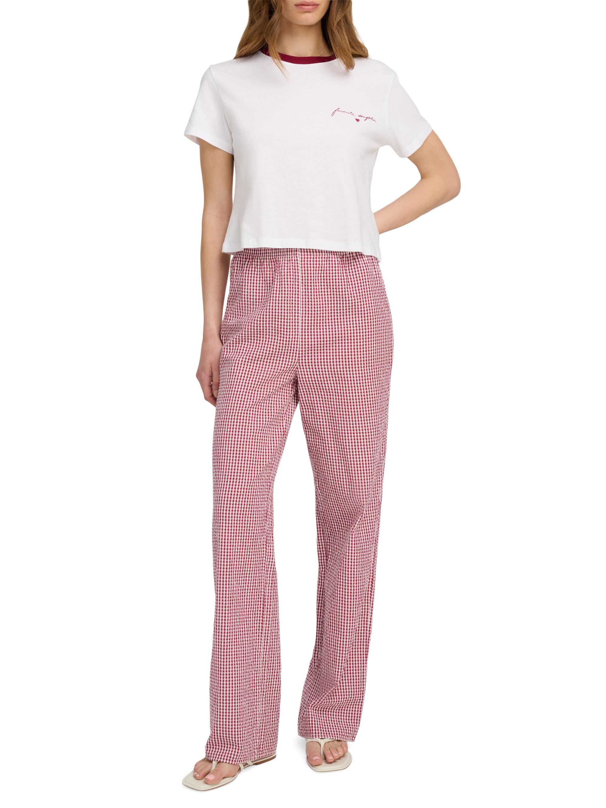 Favorite Daughter Women's The Cropped Signature Logo T-Shirt - Off White Ras | Thumbnail 2