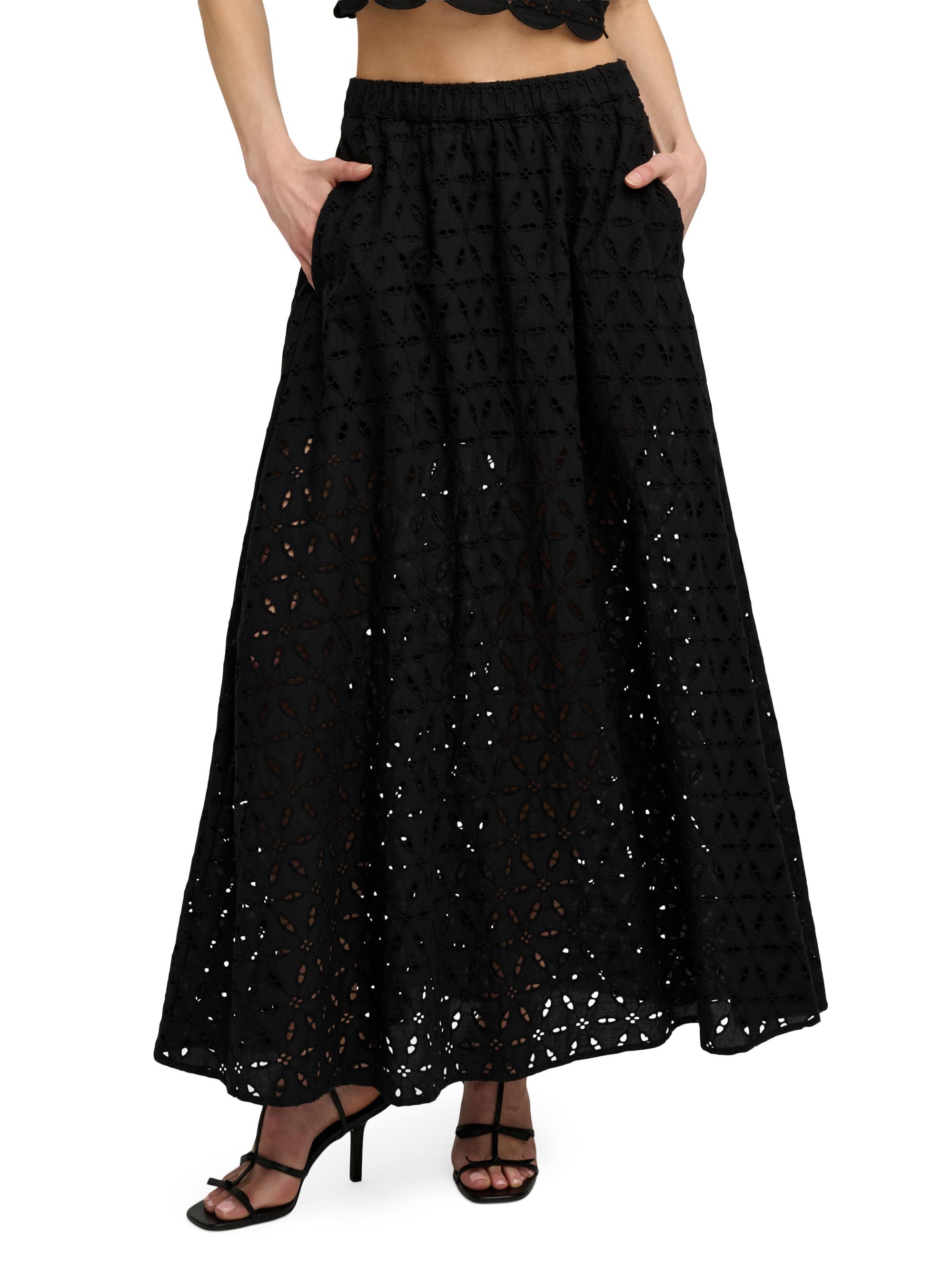 Favorite Daughter Women's The Pretty Please Eyelet Maxi Skirt - Black | Thumbnail 4