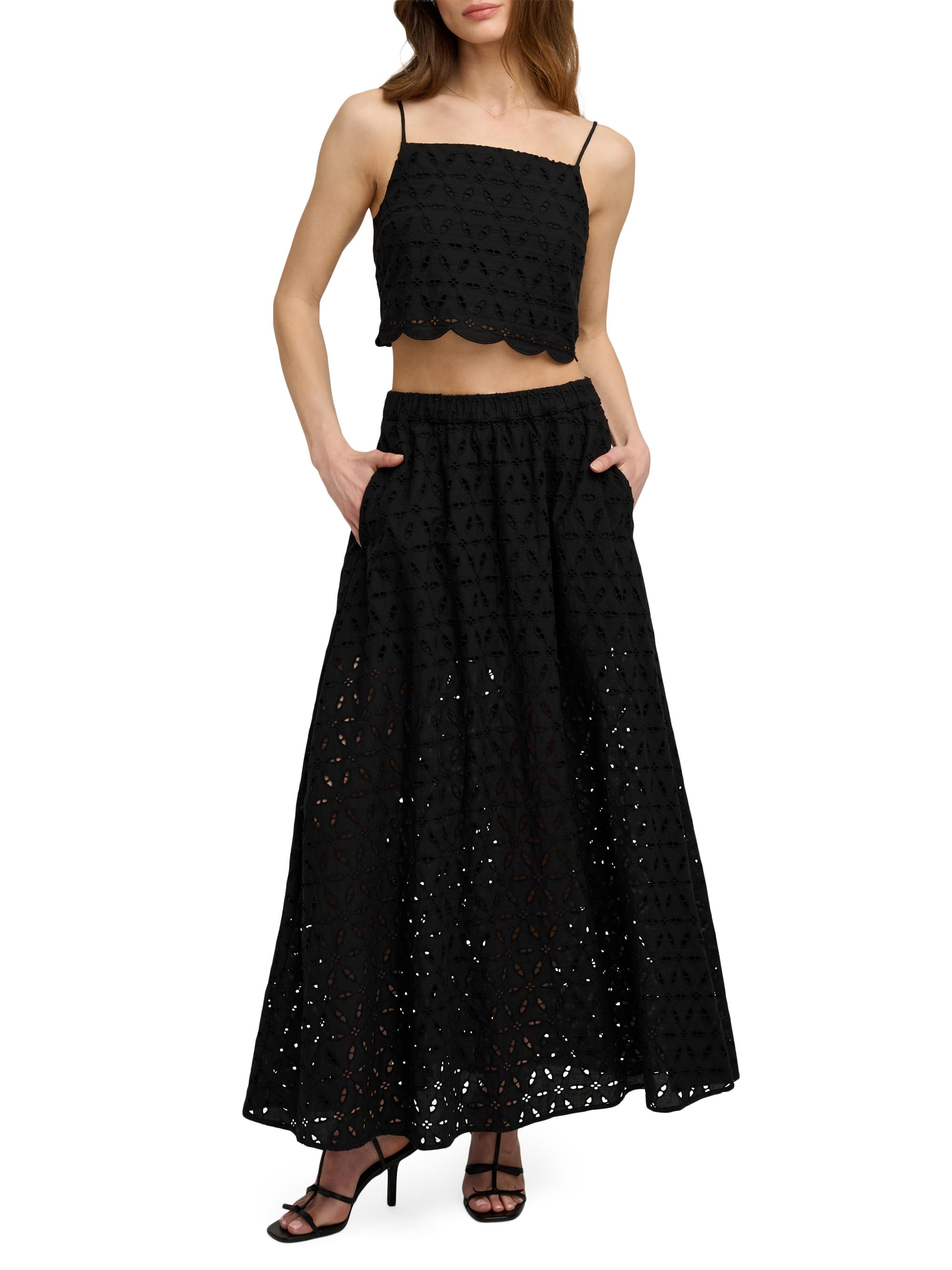 Favorite Daughter Women's The Pretty Please Eyelet Maxi Skirt - Black | Thumbnail 2