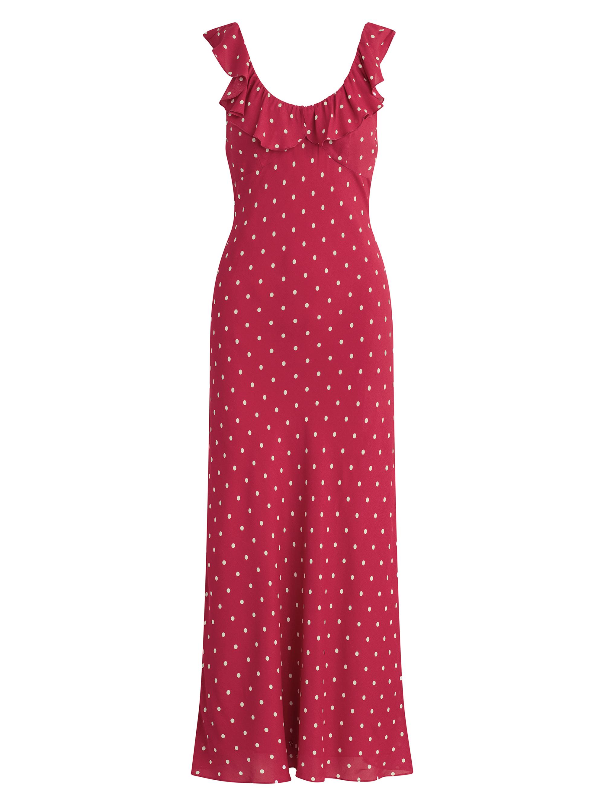 Favorite Daughter Women's The Blossom Ruffle Polka Dot Midi-Dress - Raspberry