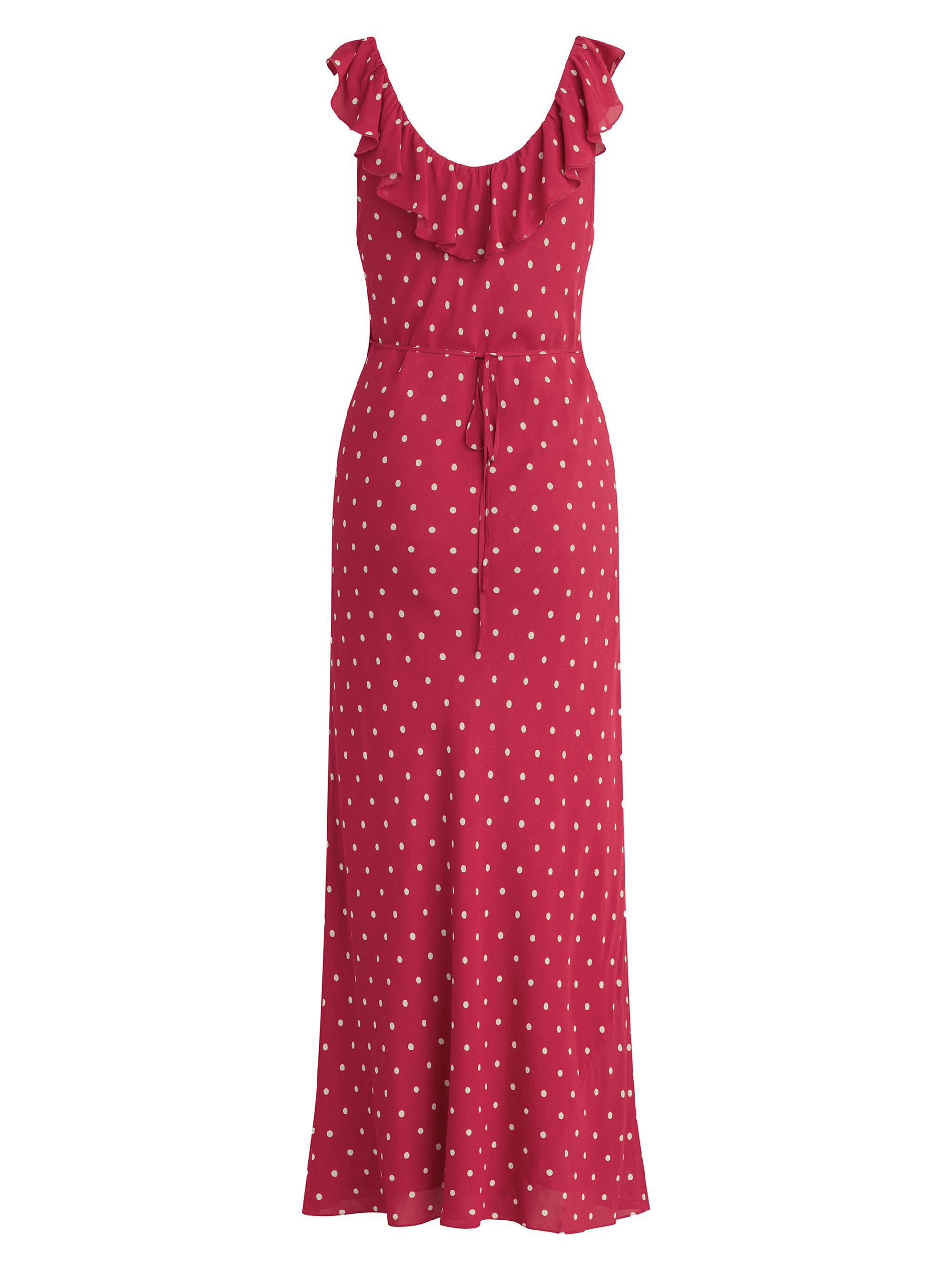 Favorite Daughter Women's The Blossom Ruffle Polka Dot Midi-Dress - Raspberry | Thumbnail 2