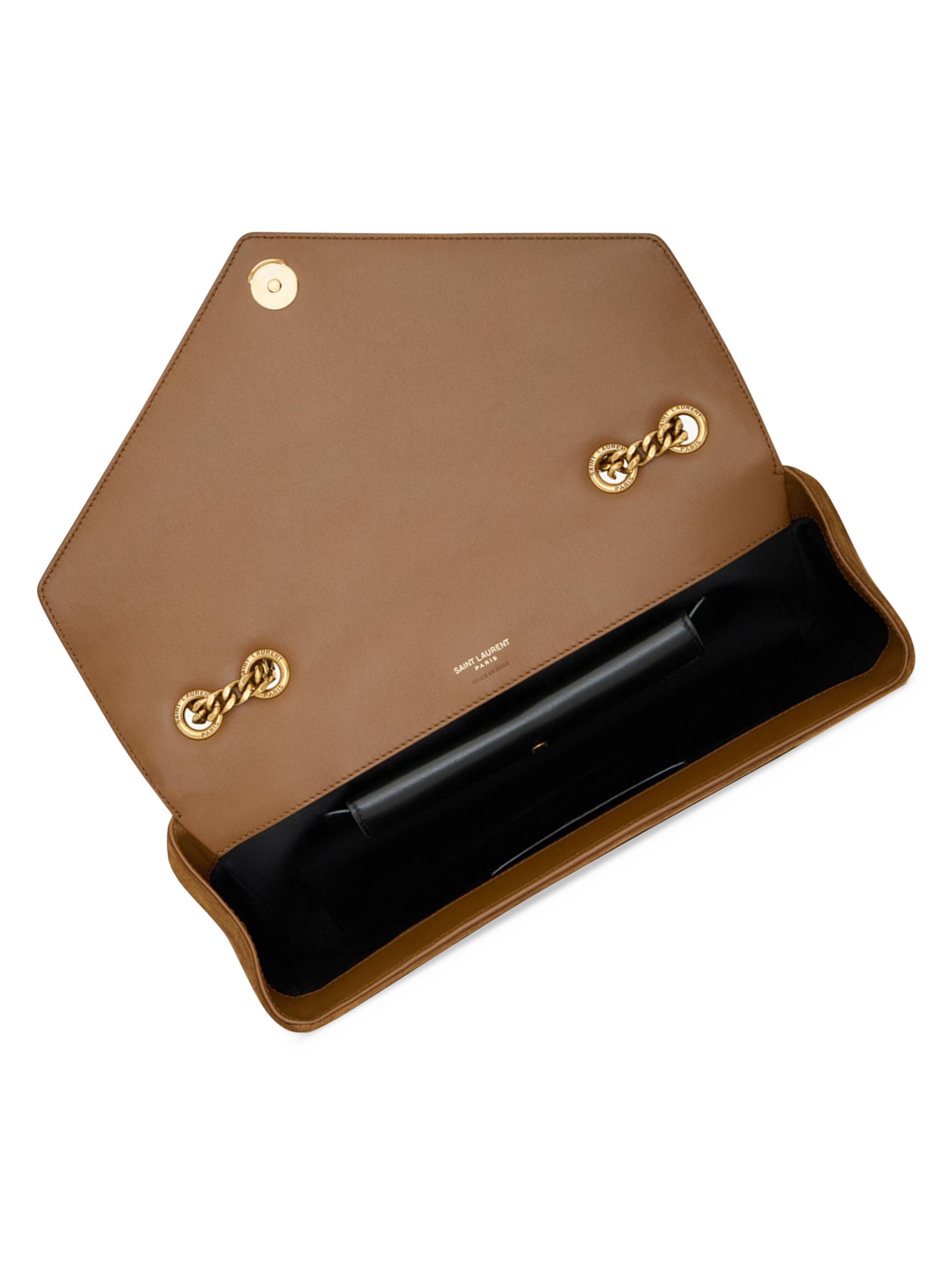 Saint Laurent Women's Loulou  in Matelassé Suede Shoulder Bag - Caramel Cognac | Thumbnail 3