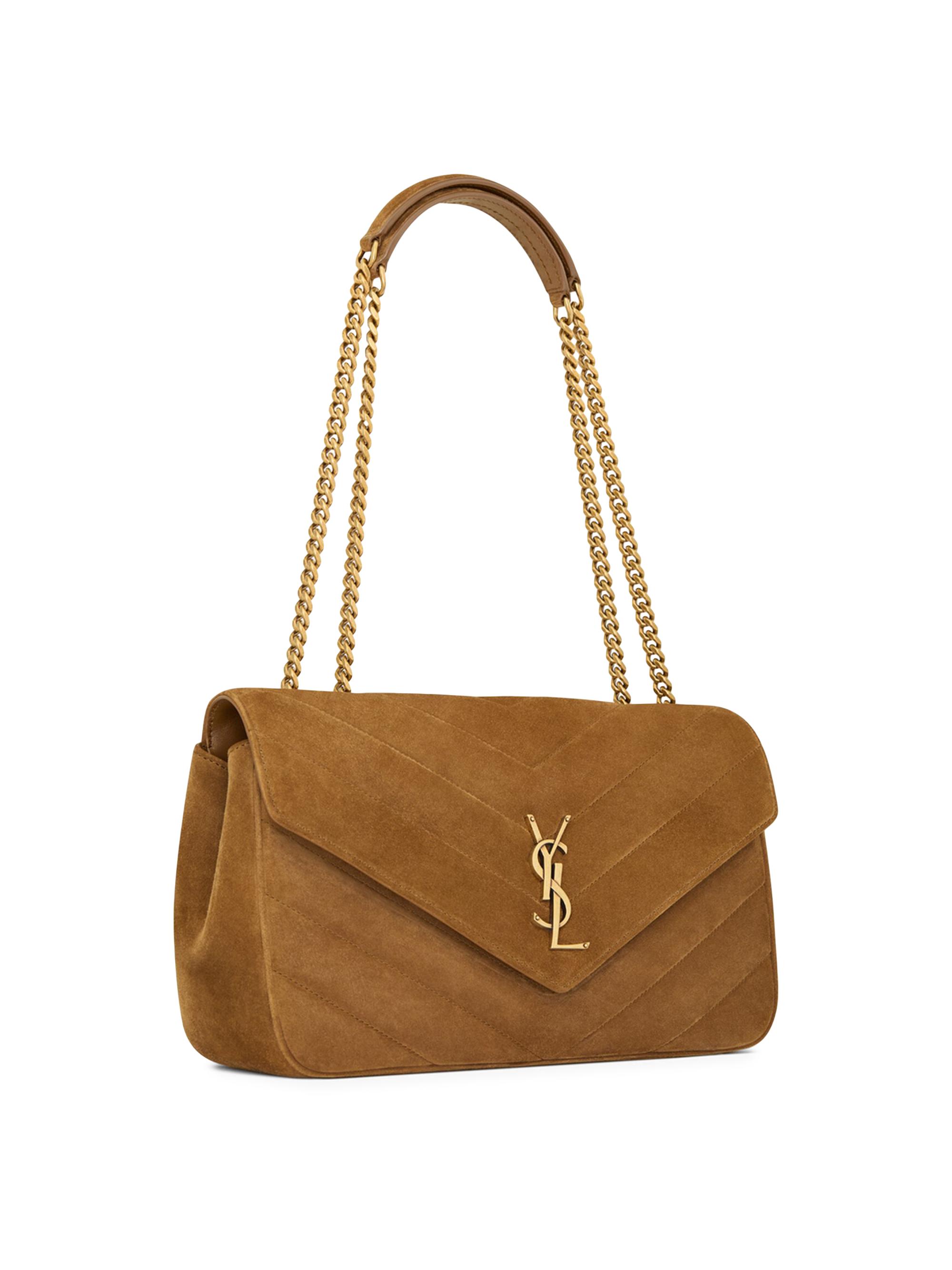 Saint Laurent Women's Loulou  in Matelassé Suede Shoulder Bag - Caramel Cognac | Thumbnail 5