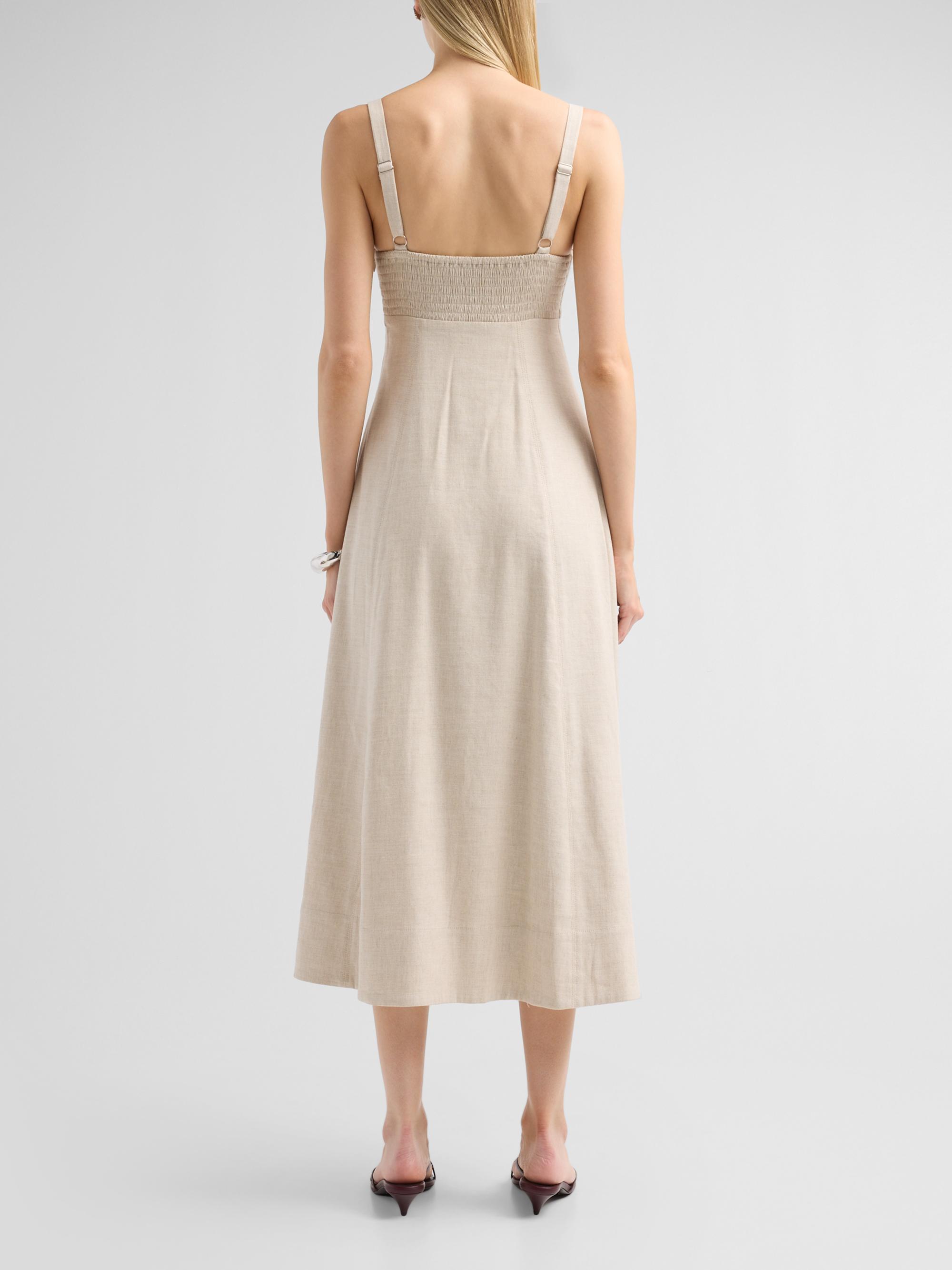 arya midi dress ARYA Safari Linen Midi Dress, in Beige Small