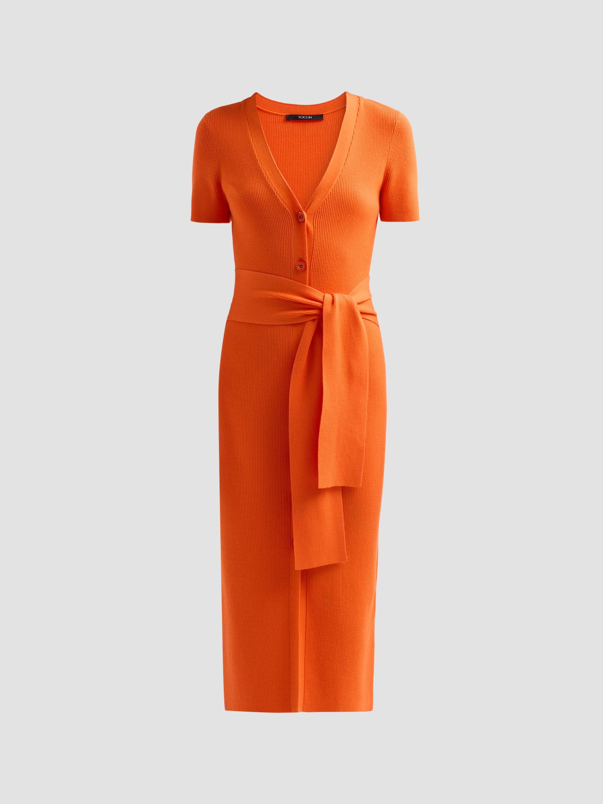 ribbed tie midi dress Tan Ribbed Knit Wrap Tie Midi Dress