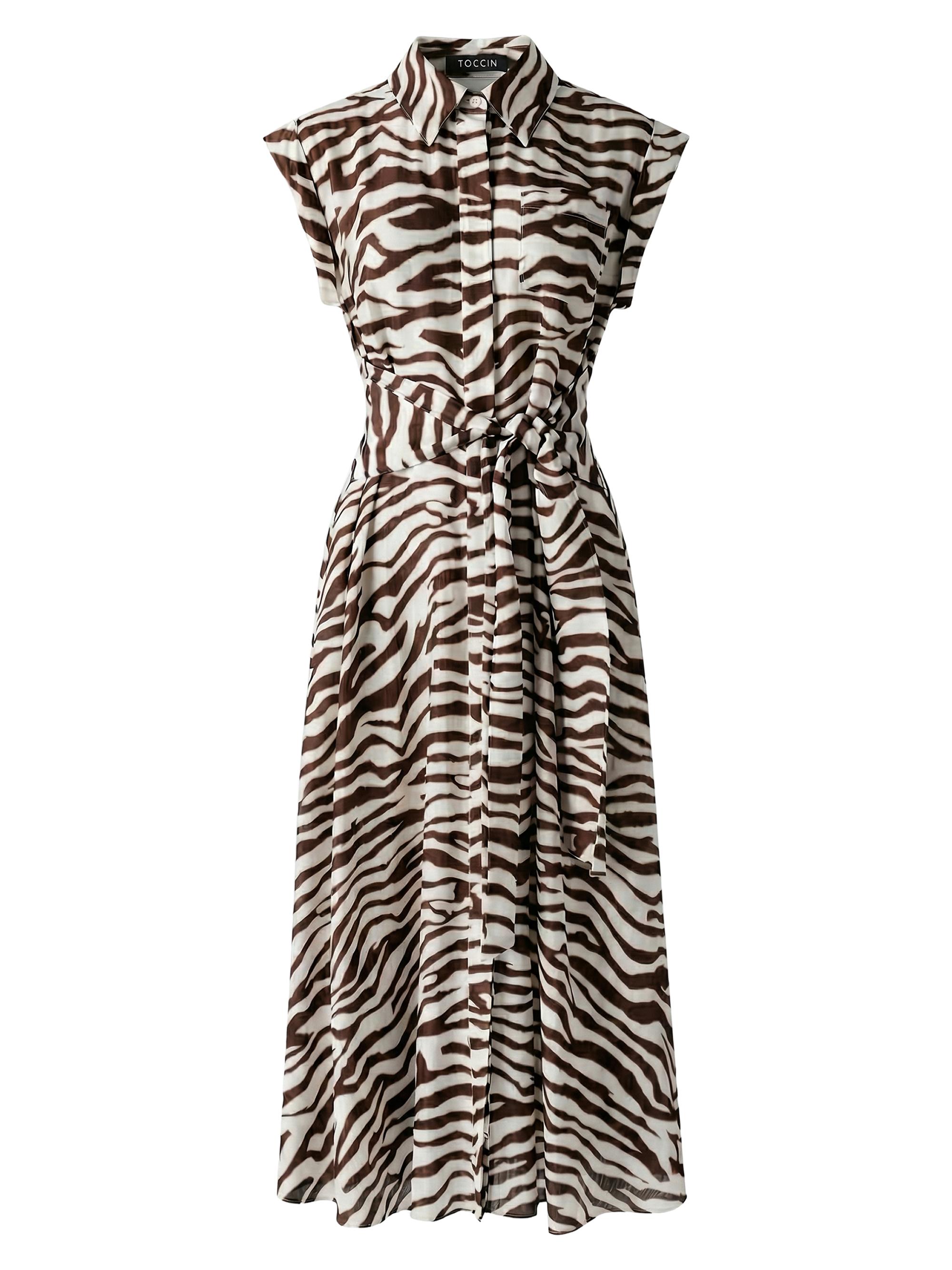Toccin Women's Serena Printed Midi Shirtdress - Natural Zebra