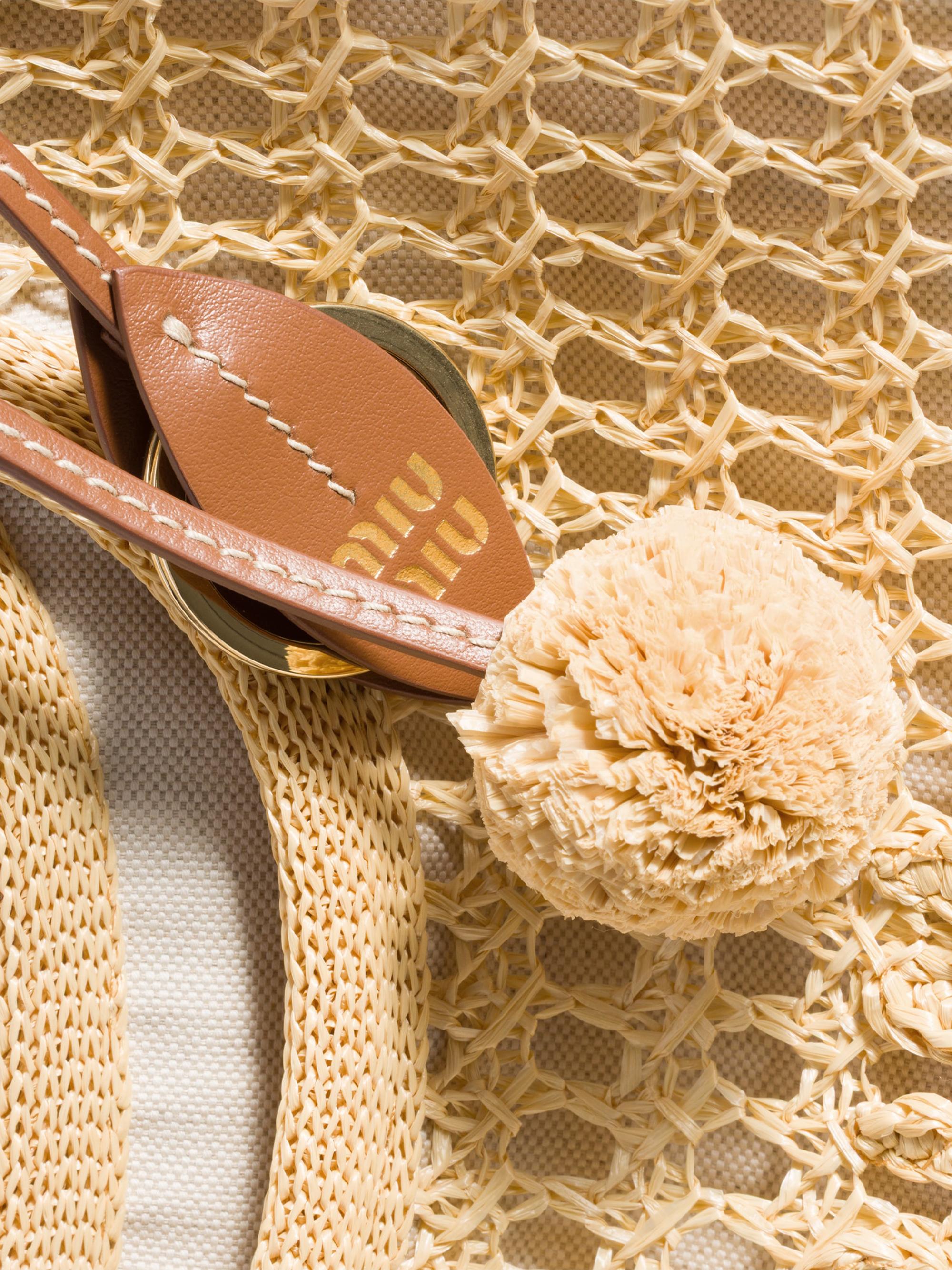Miu Miu Ivy Raffia Crochet Shoulder Bag | Saks Fifth Avenue
