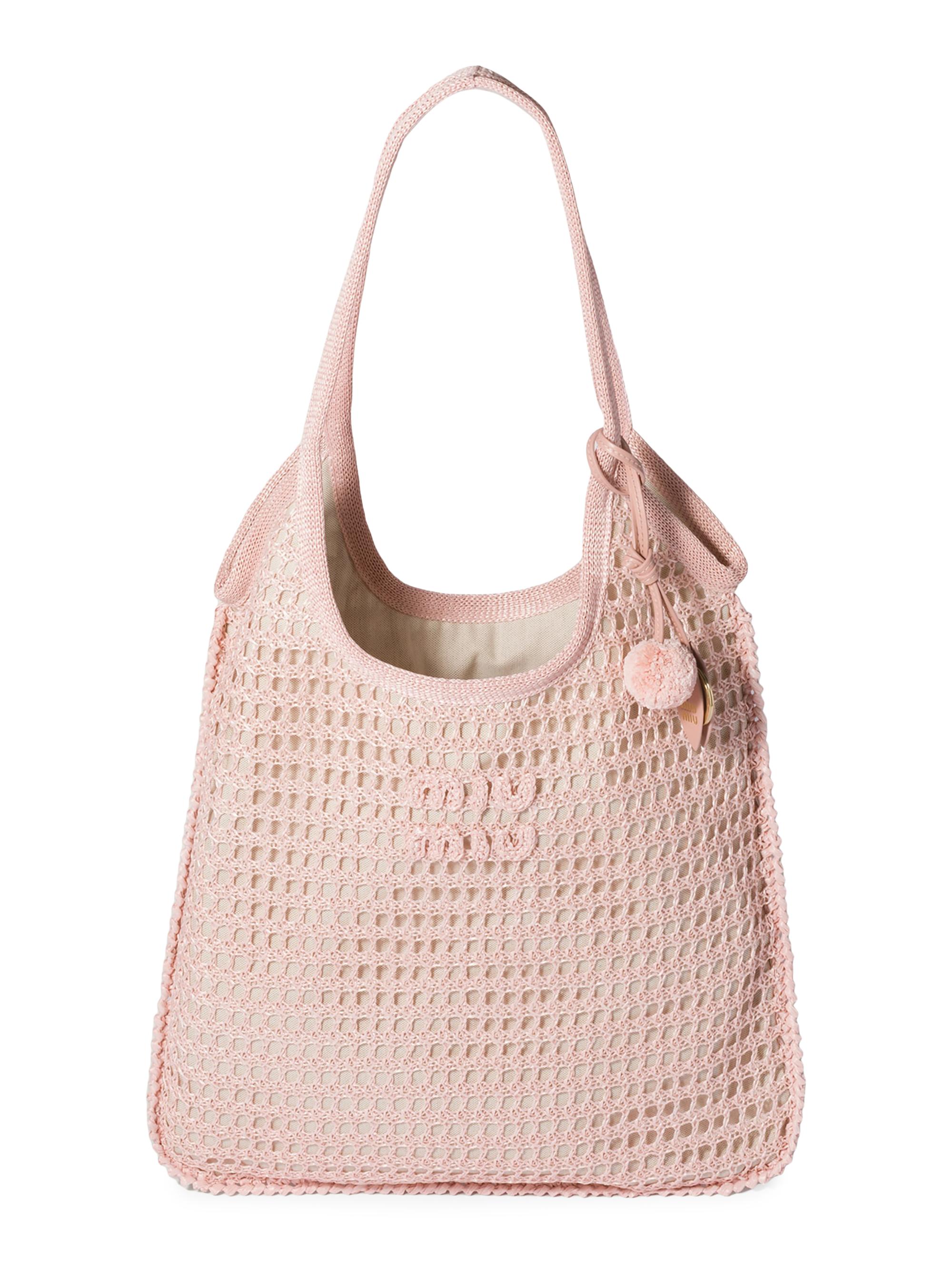 Miu Miu Women's Ivy Raffia Crochet Shoulder Bag - Pink
