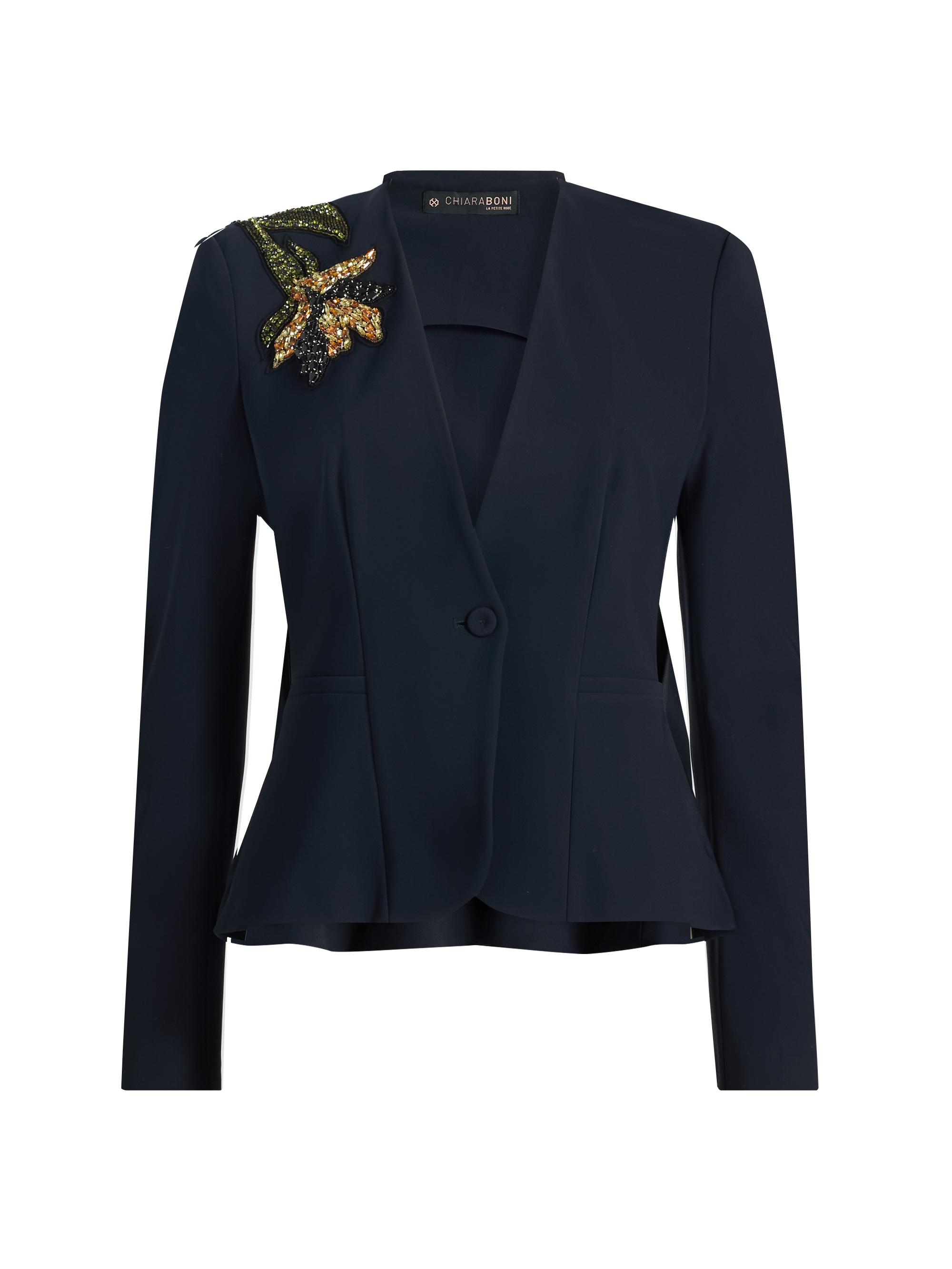 Chiara Boni La Petite Robe Women's Momby Embellished Collarless Blazer - Dark Midnight