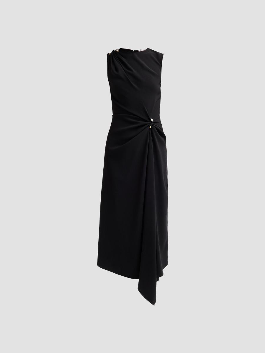 Veronica Beard Women's Freja Asymmetric Draped Midi Dress In Black