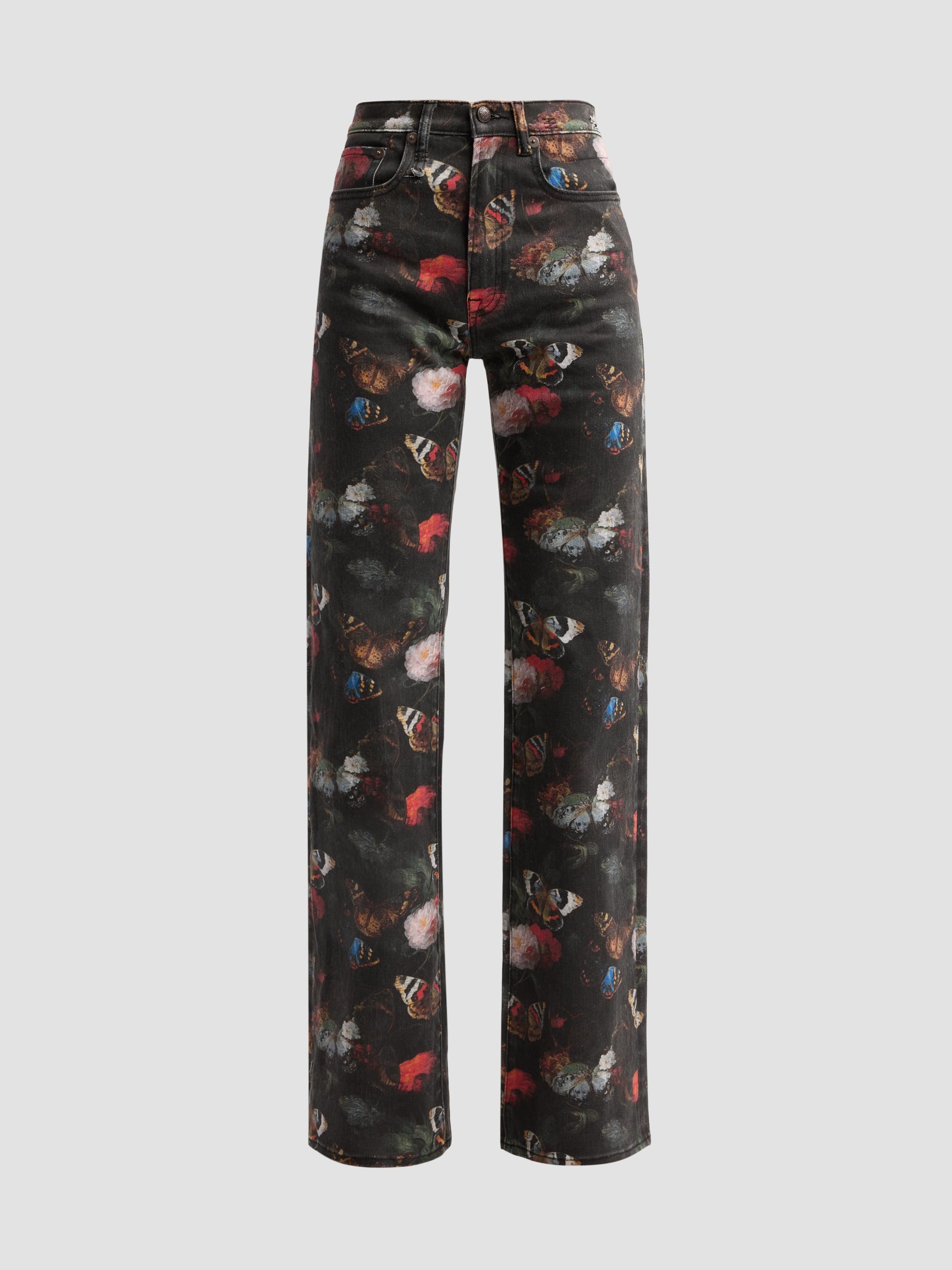 Women's Jane Printed Jeans - Pink Stretch Floral Butterfly - Size 29