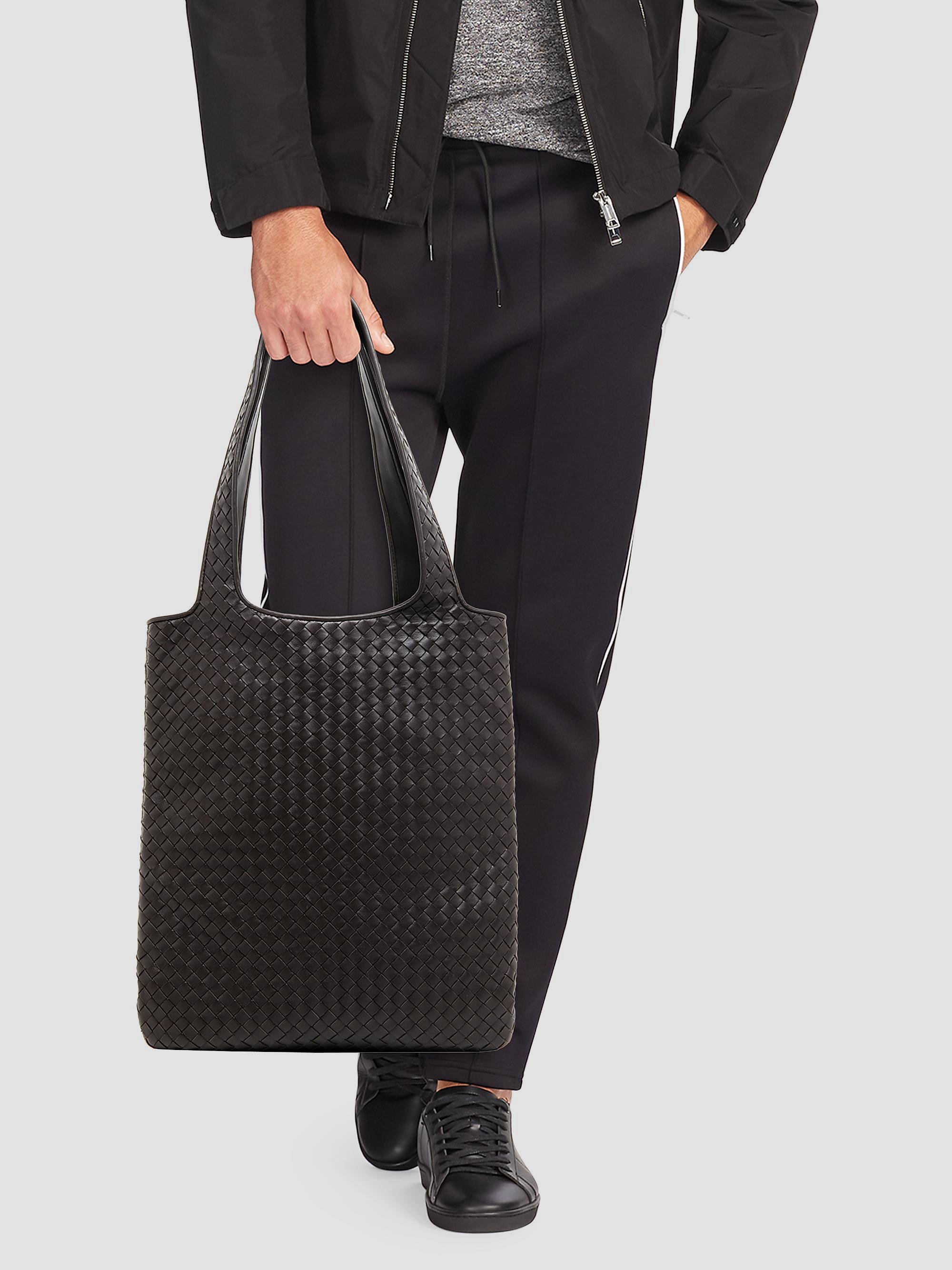 Bottega Veneta Men's Intrecciato Leather Tote Bag - Espresso Silver | Thumbnail 2