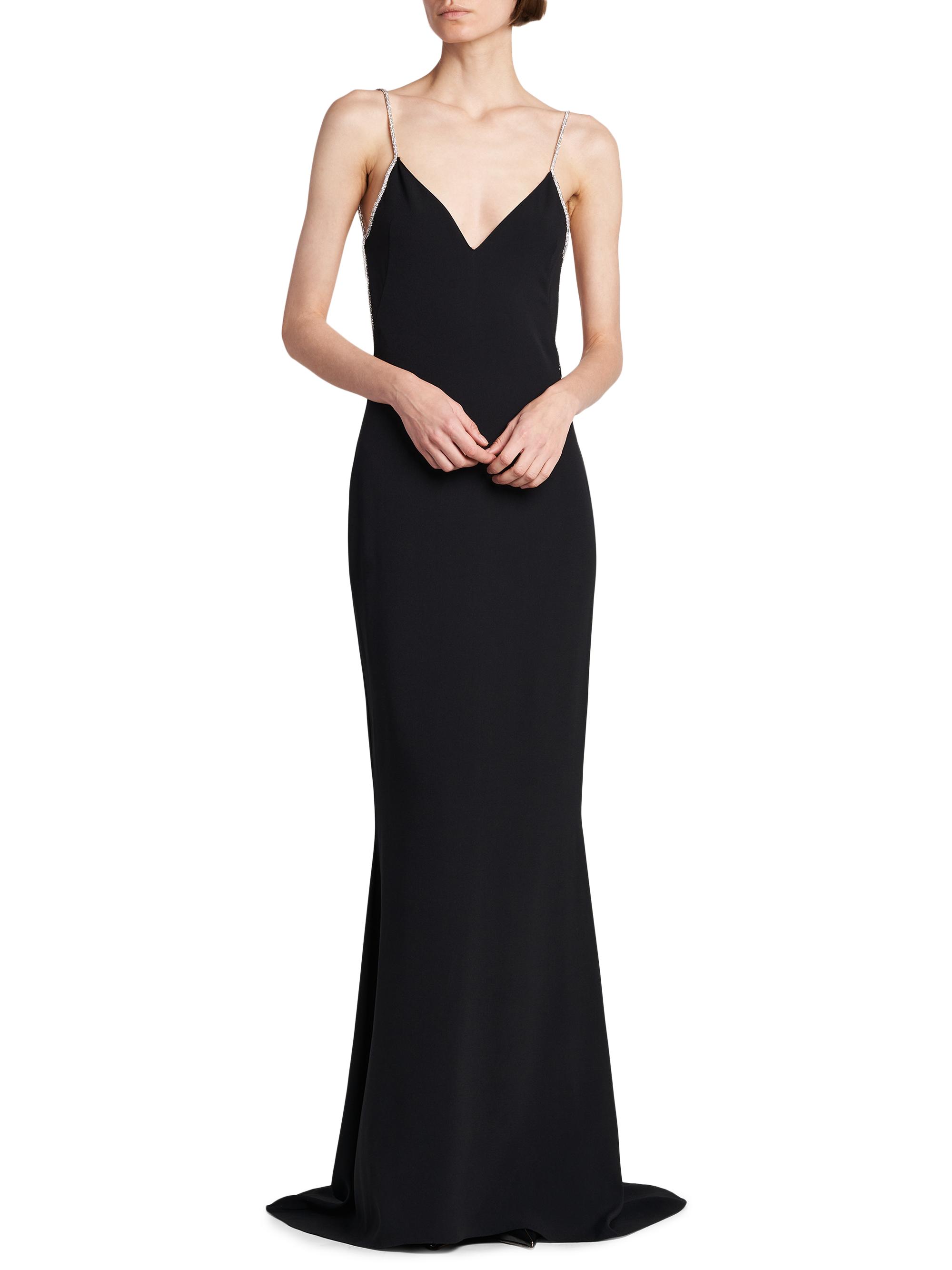 TOM FORD Women's V-Neck Open-Back Gown - Black Crystal | Thumbnail 3