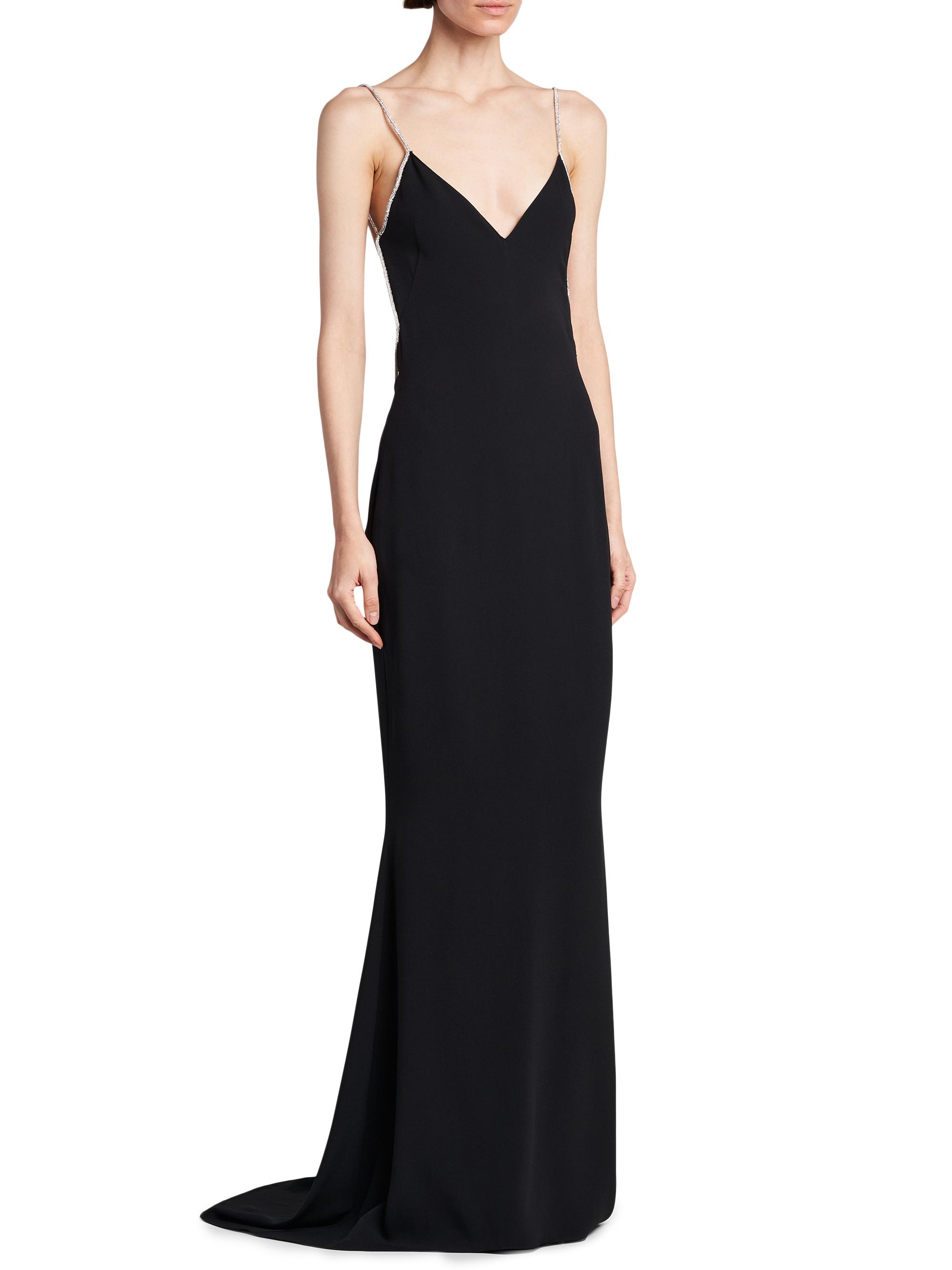 TOM FORD Women's V-Neck Open-Back Gown - Black Crystal | Thumbnail 4