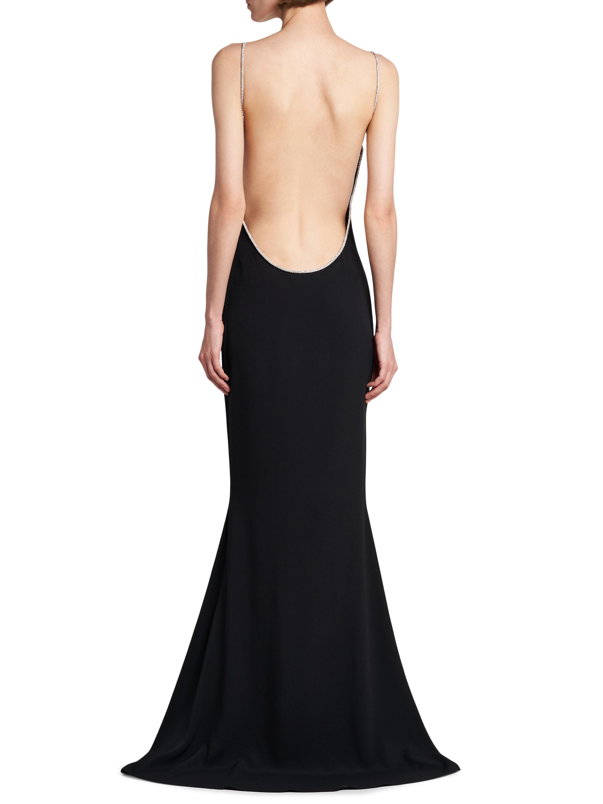 TOM FORD Women's V-Neck Open-Back Gown - Black Crystal | Thumbnail 5