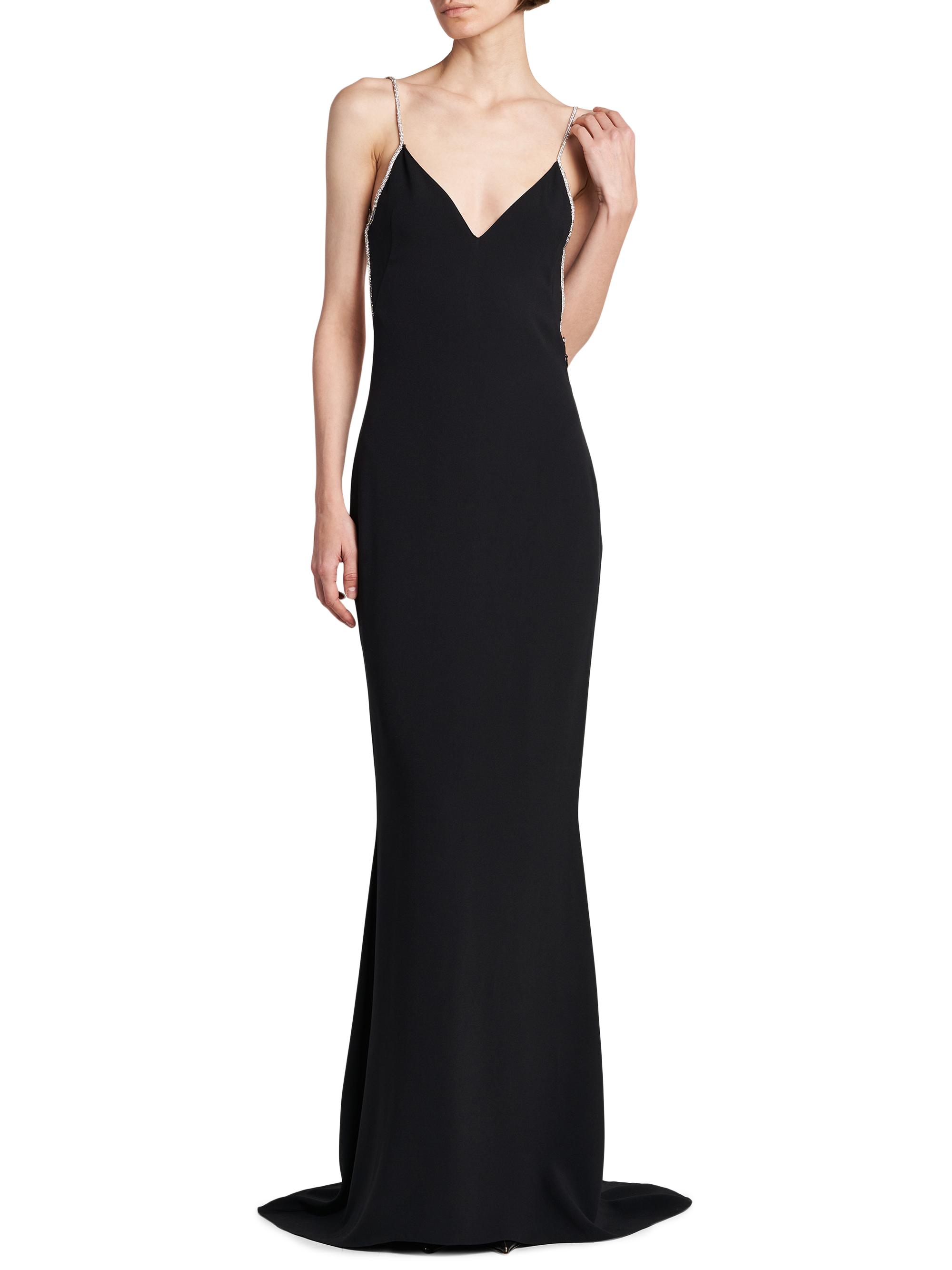 TOM FORD Women's V-Neck Open-Back Gown - Black Crystal | Thumbnail 2