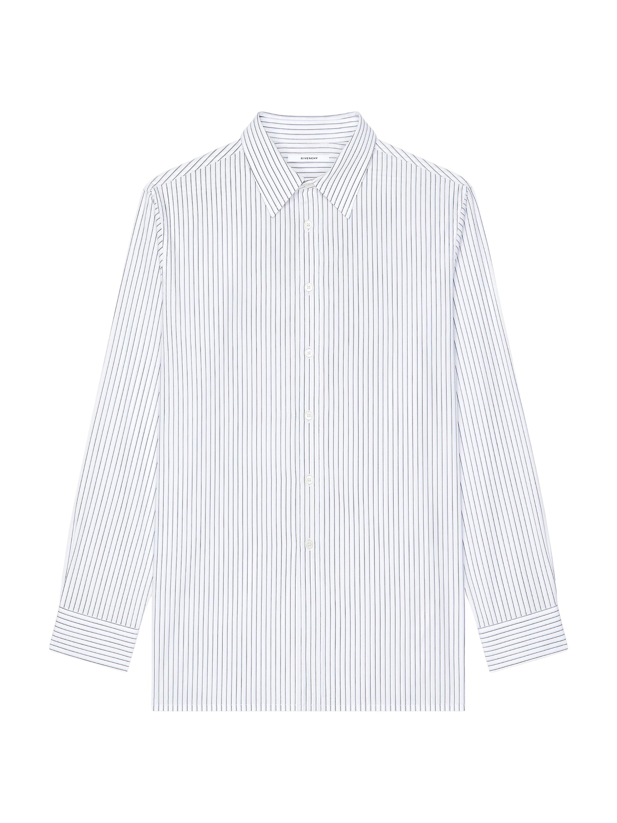 Givenchy Men's Striped Shirt in Poplin with Photographic Negative - White Blue