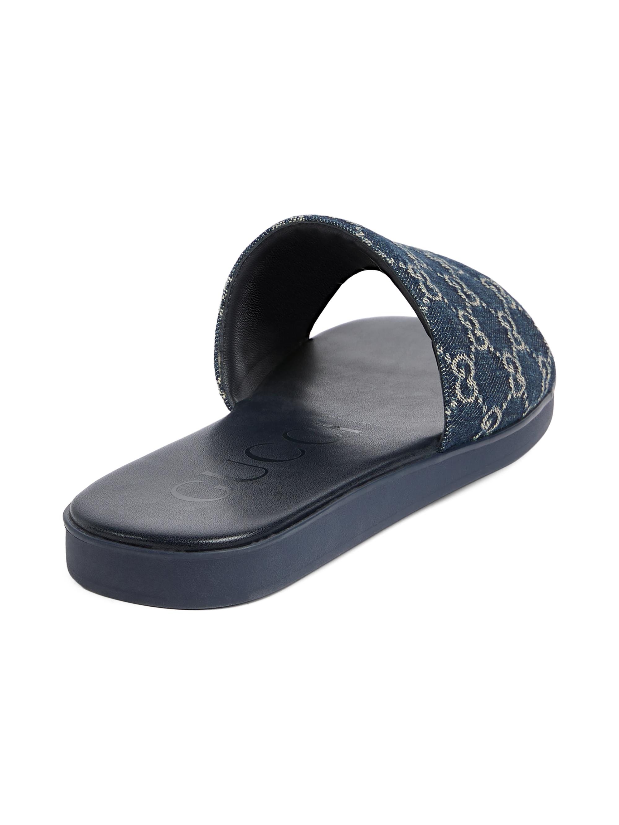 Gucci Charlie GG Monogram Denim Slides | Saks Fifth Avenue