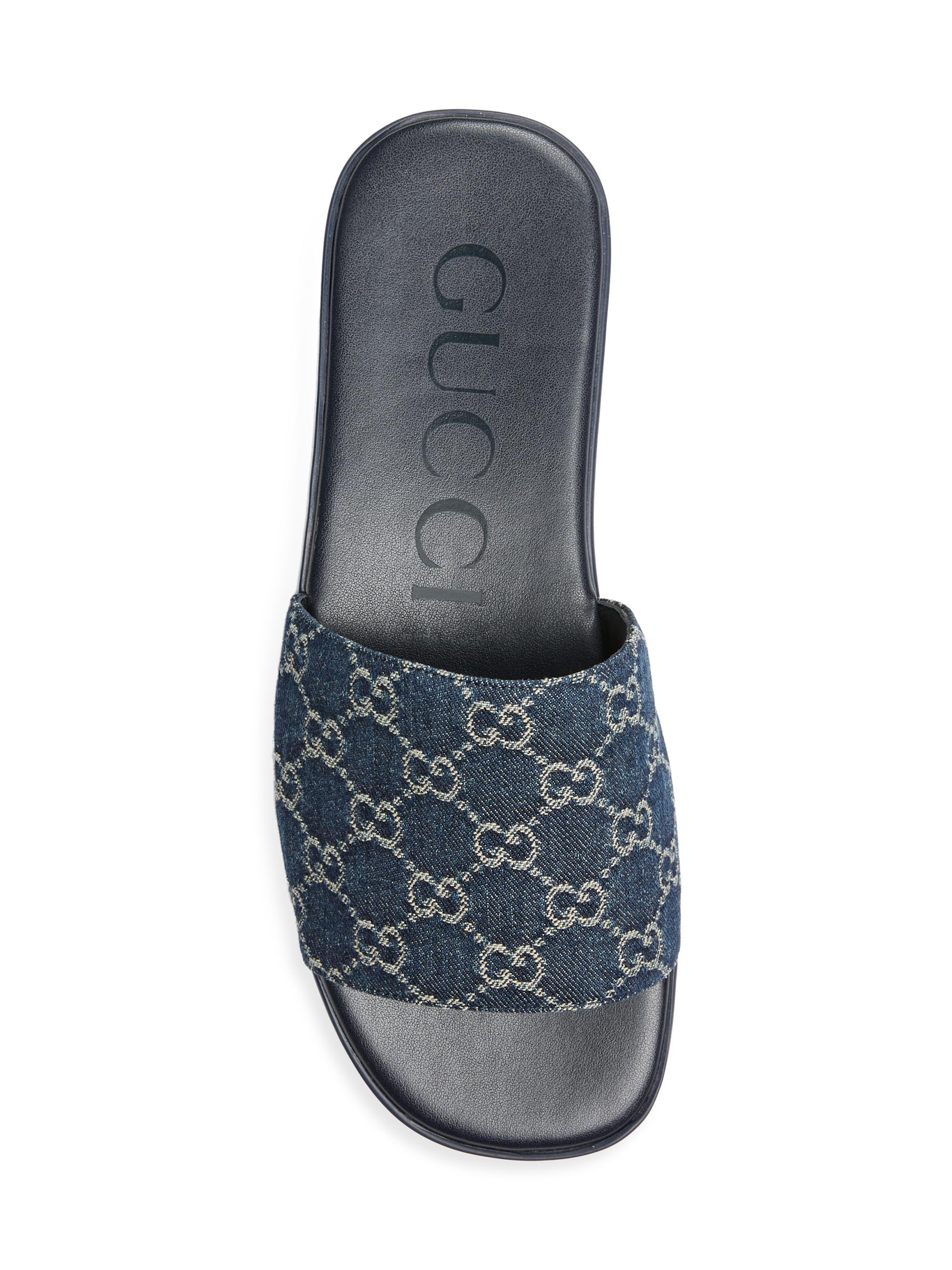 Gucci Charlie GG Monogram Denim Slides | Saks Fifth Avenue