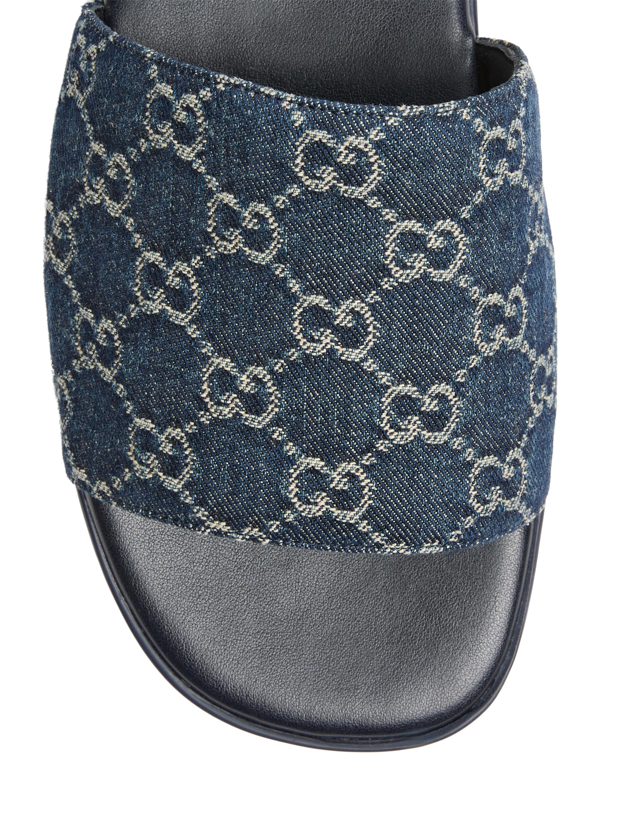 Gucci Charlie GG Monogram Denim Slides | Saks Fifth Avenue