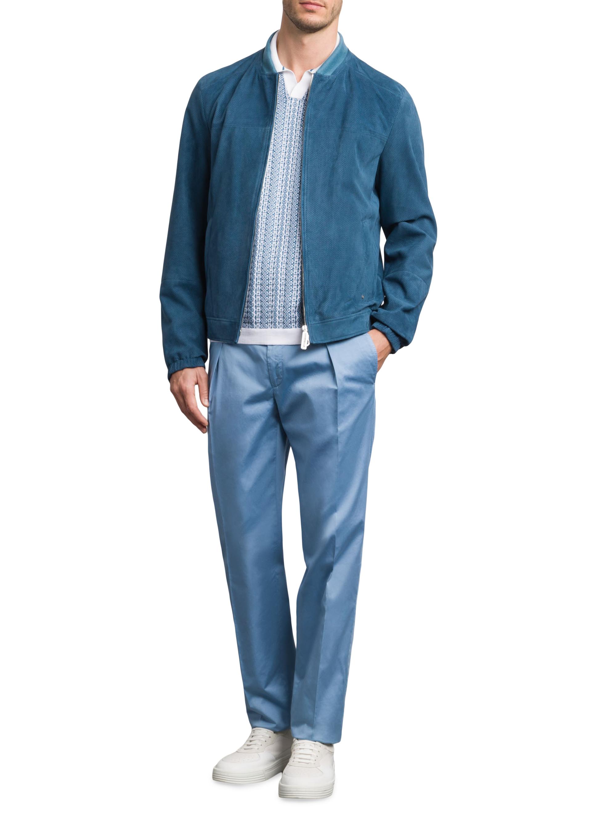 Stefano Ricci Men's Suede Blouson Jacket - Blue