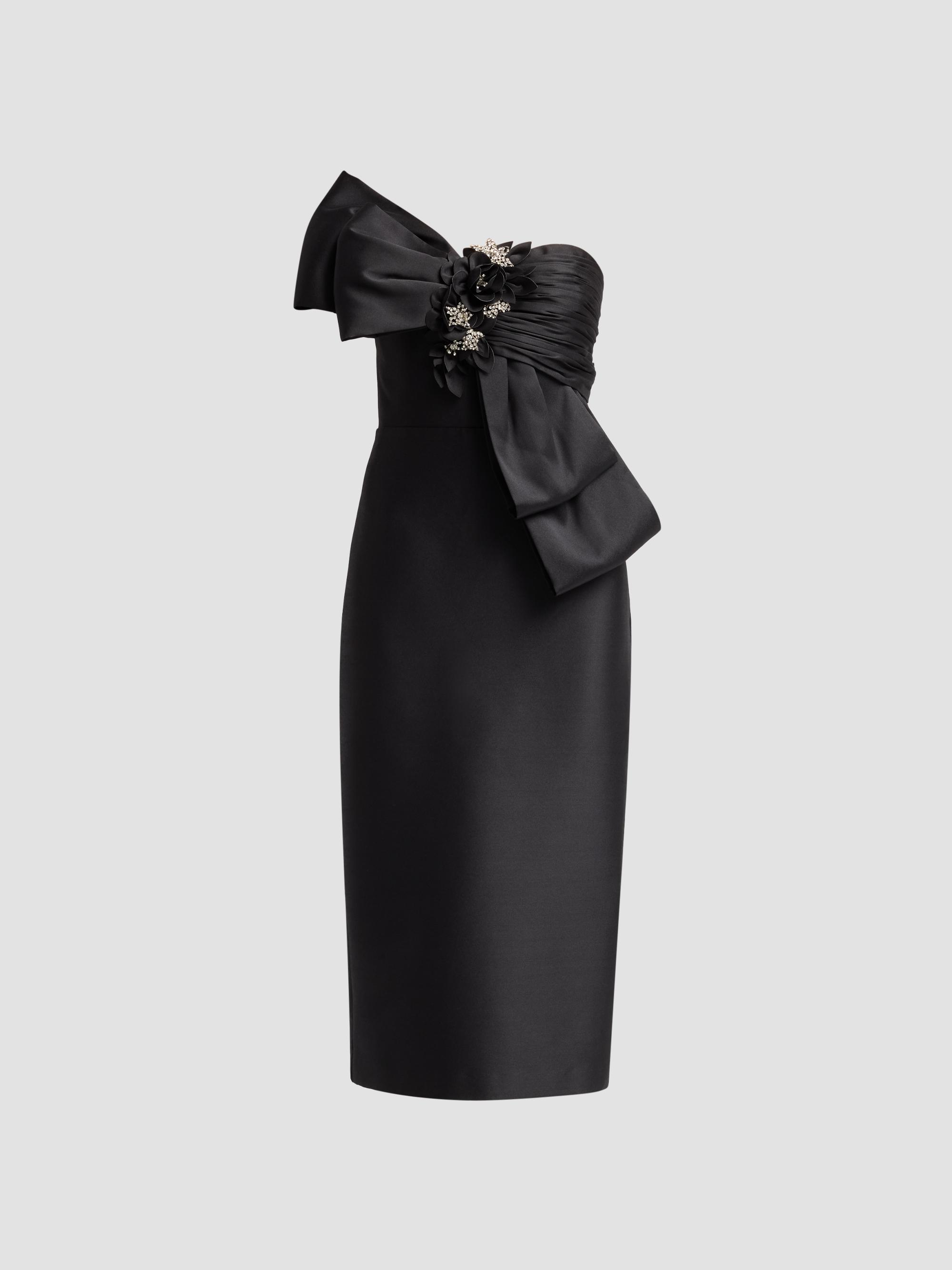 badgley mischka black bow dress Sculpted Cocktail Peplum