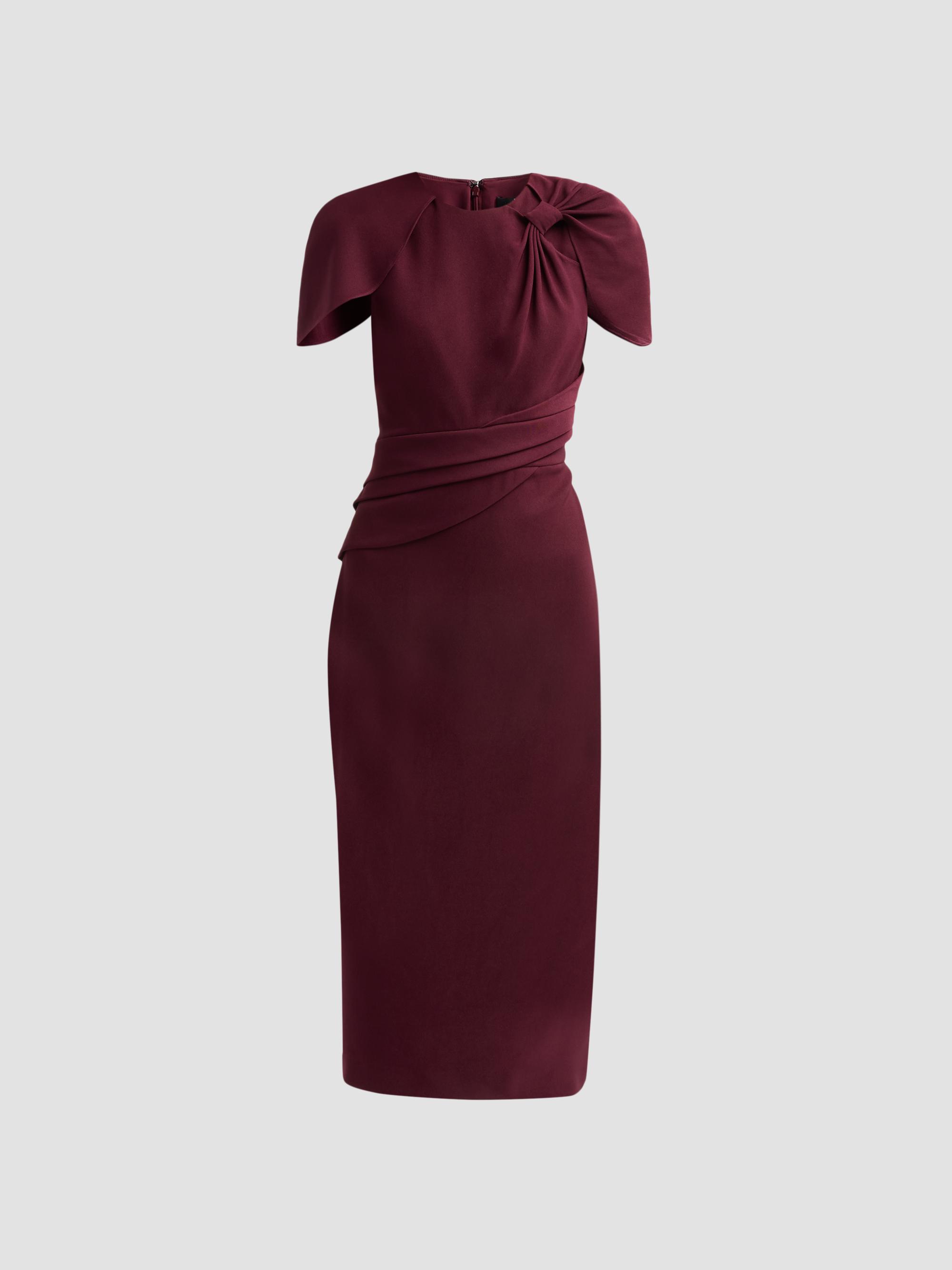 Badgley Mischka Draped Belted Gown