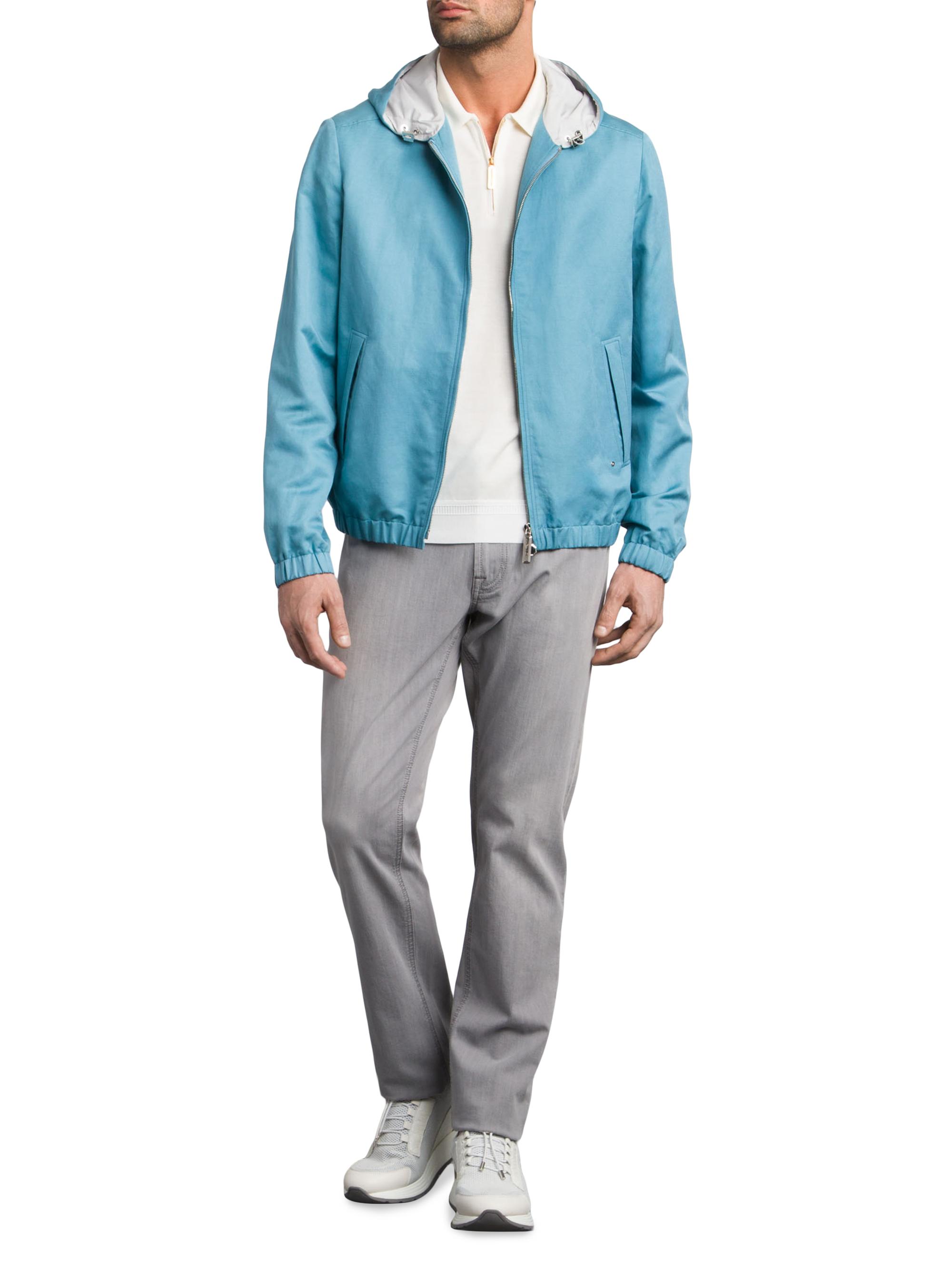 Stefano Ricci Men's Linen and Silk Hooded Jacket - Blue