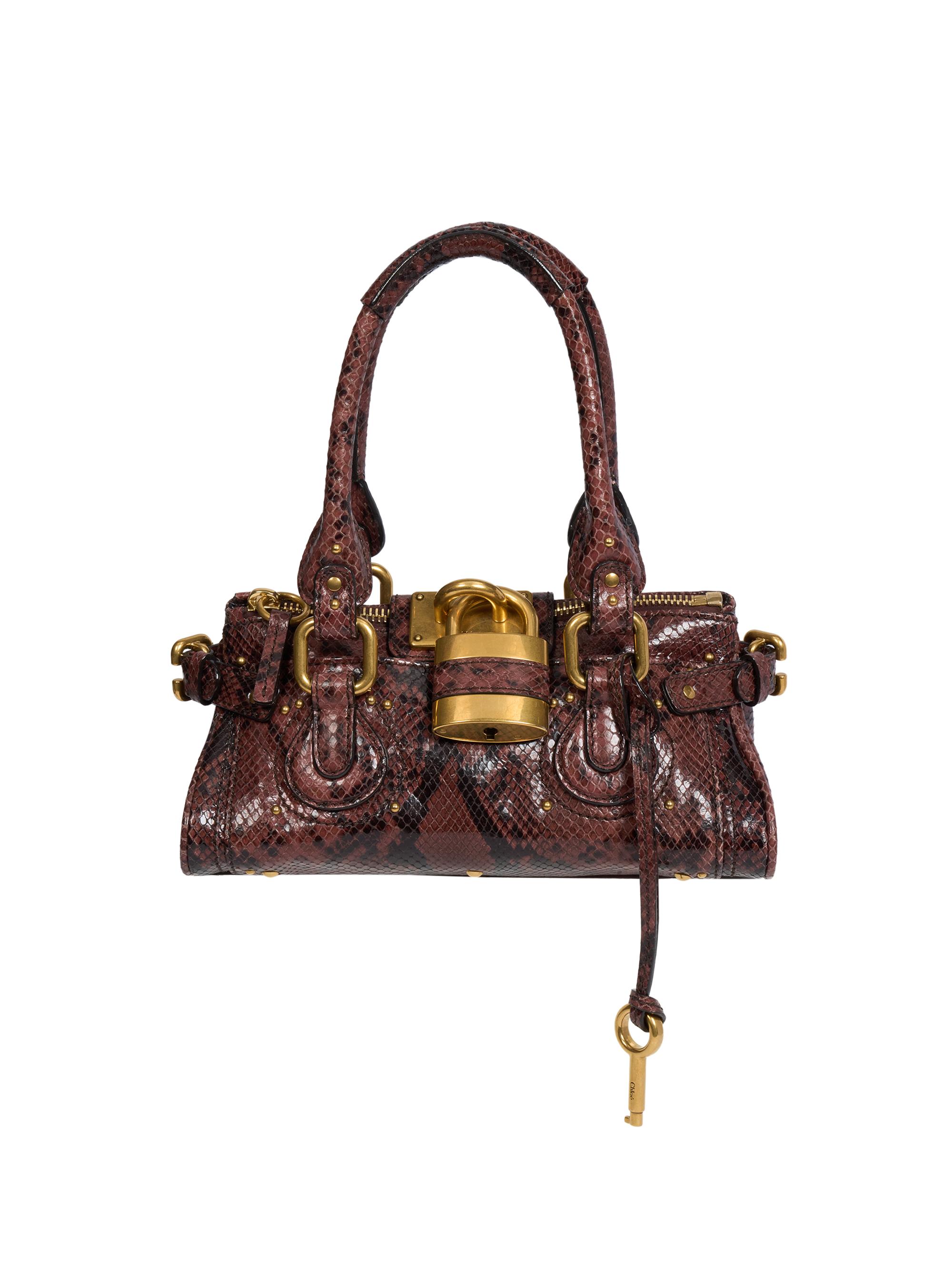 Chloé Women's Paddington  Snake-Embossed Printed Leather Shoulder Bag - Rosewood - Women's Bags