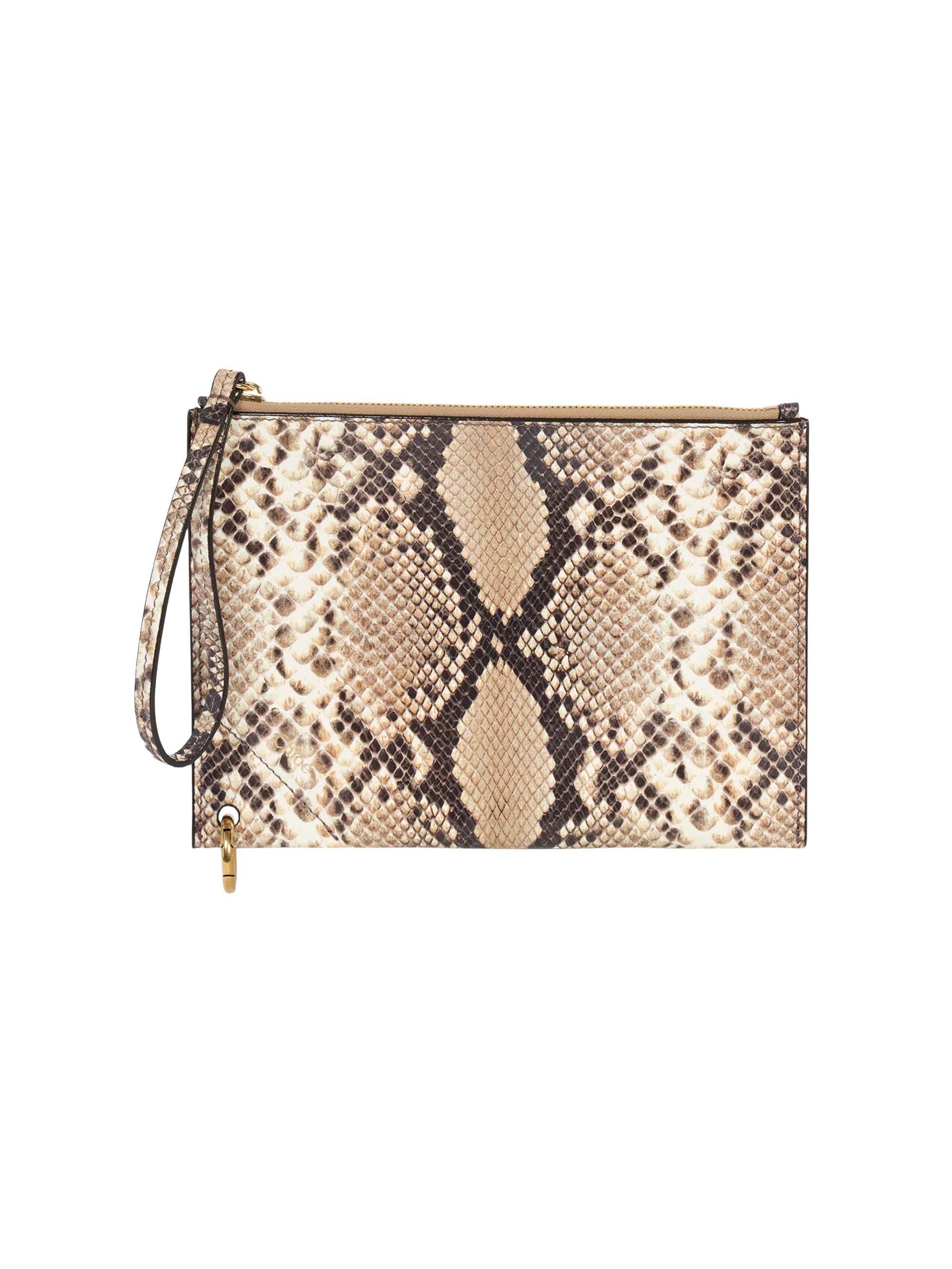 Chloé Women's Spin Python-Embossed Leather Pouch - Dusty Beige