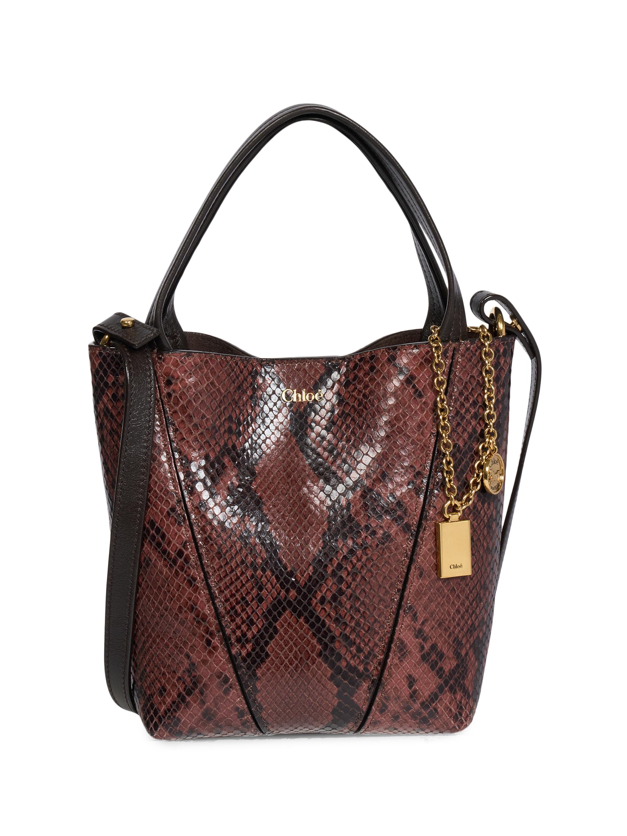 Chloé Women's Spin  Snake-Embossed Leather Tote Bag - Rosewood | Thumbnail 8