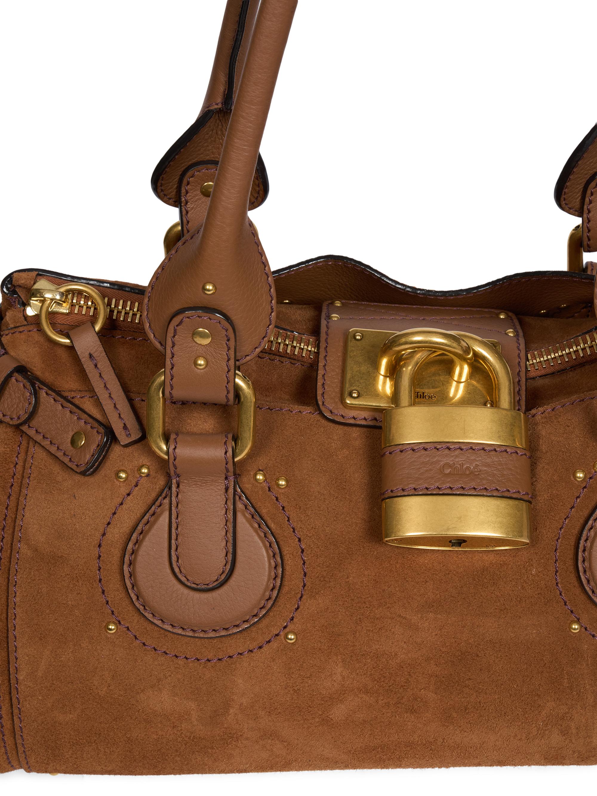 Chloé Women's Paddington Suede Padlock Handbag - Vintage Brown | Thumbnail 4