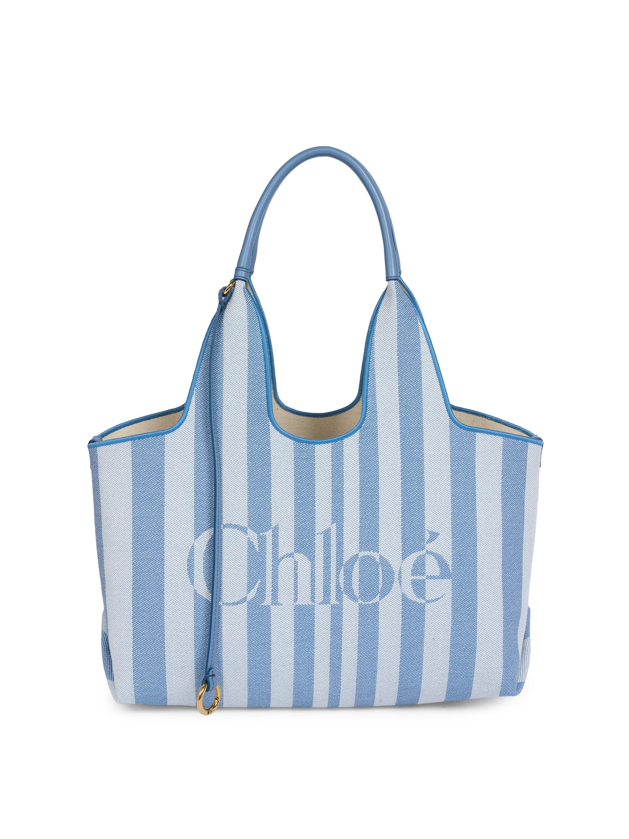 Chloé Women's  Stripy  Jacquard Tote Bag - Surfing Blue - Women's Bags