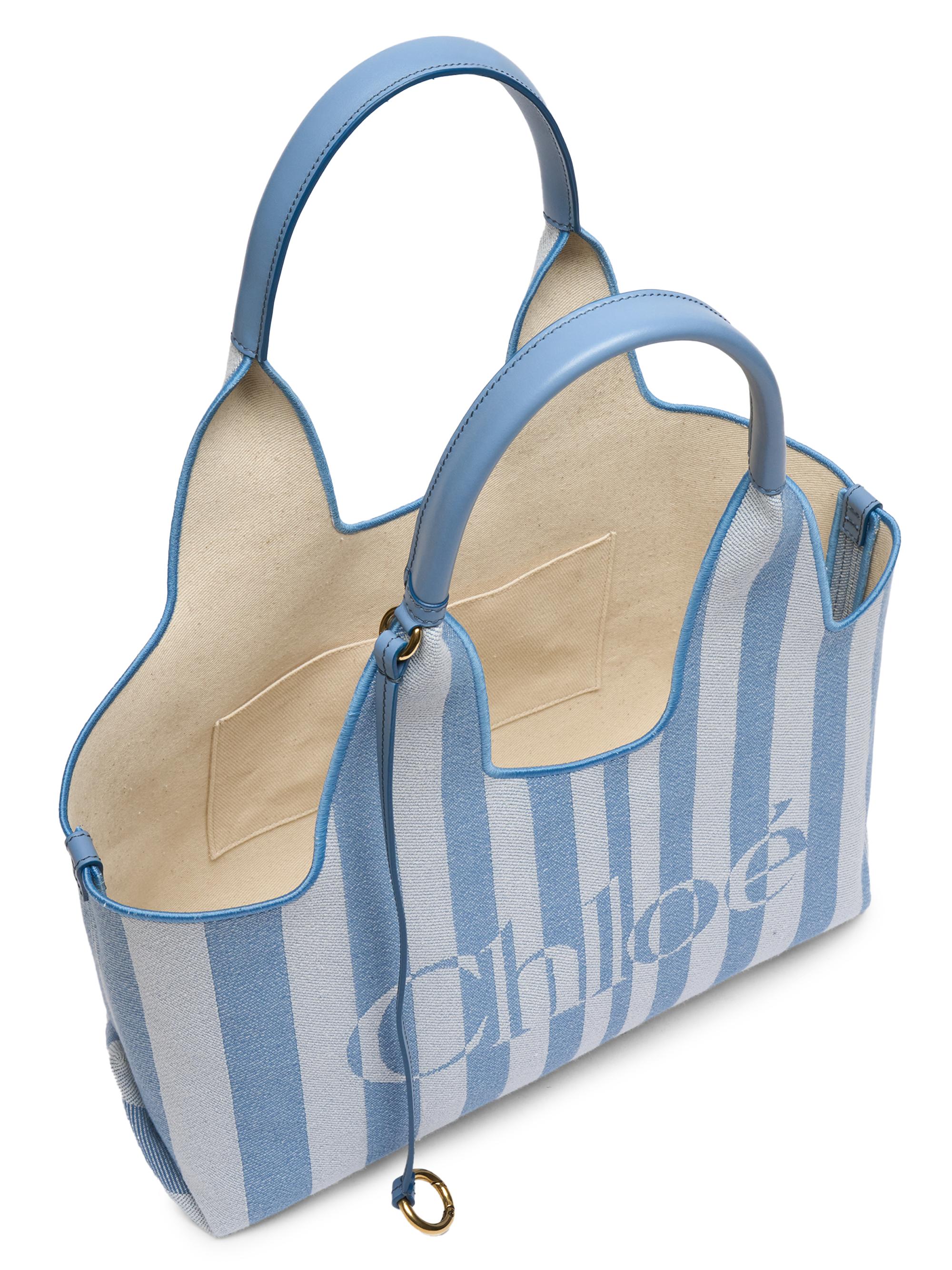 Chloé Women's  Stripy  Jacquard Tote Bag - Surfing Blue | Thumbnail 3