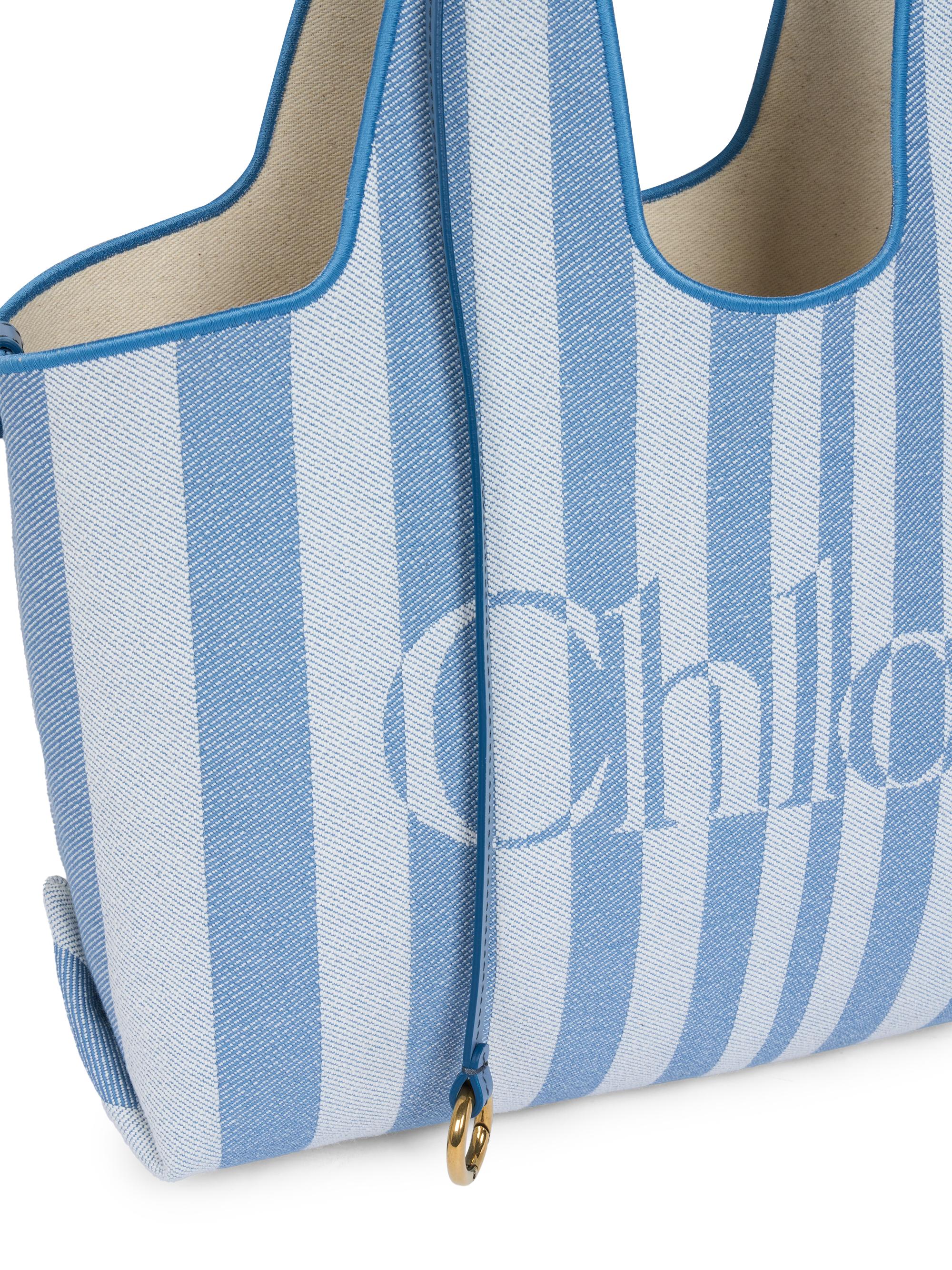 Chloé Women's  Stripy  Jacquard Tote Bag - Surfing Blue | Thumbnail 4