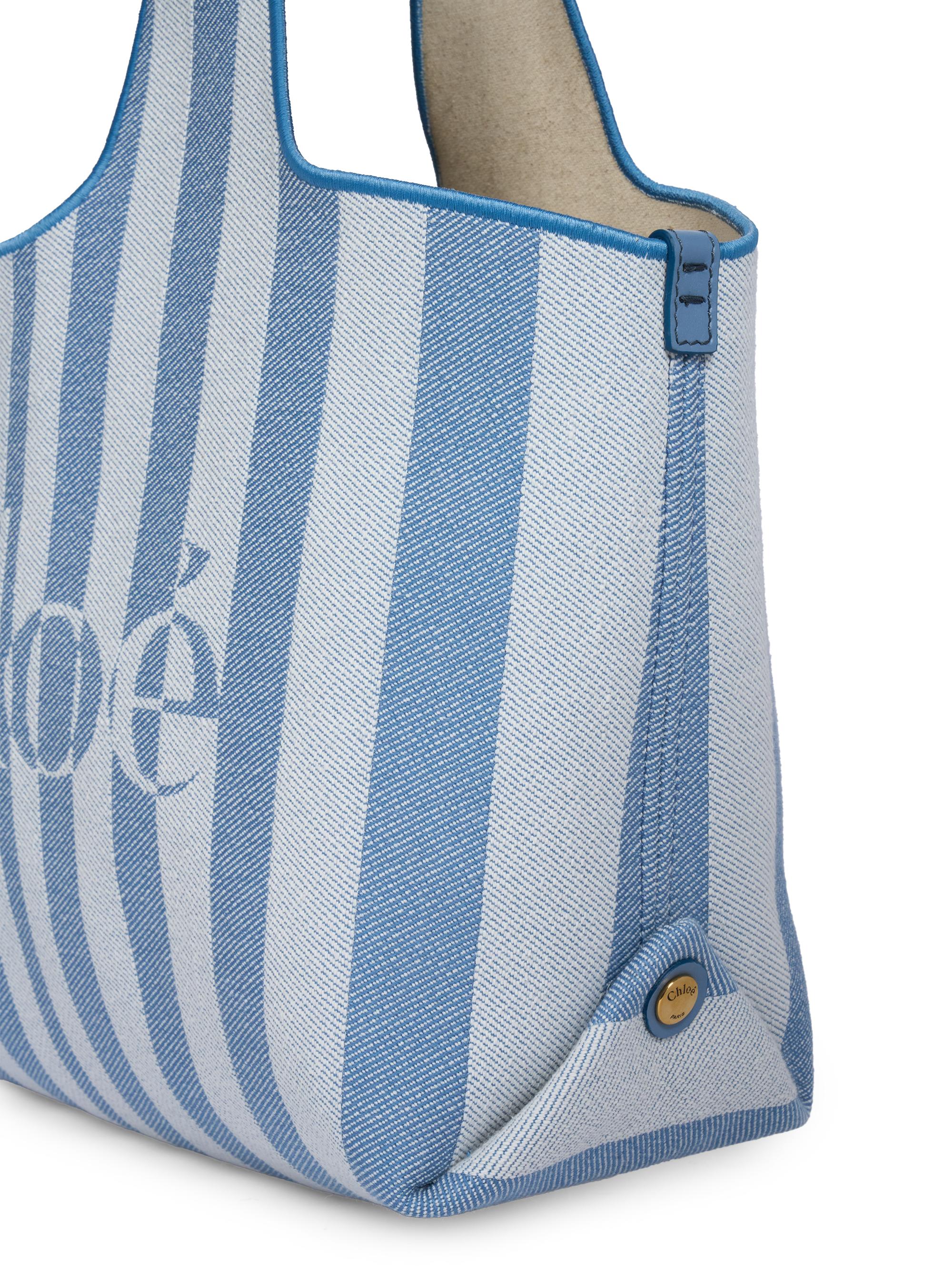 Chloé Women's  Stripy  Jacquard Tote Bag - Surfing Blue | Thumbnail 5