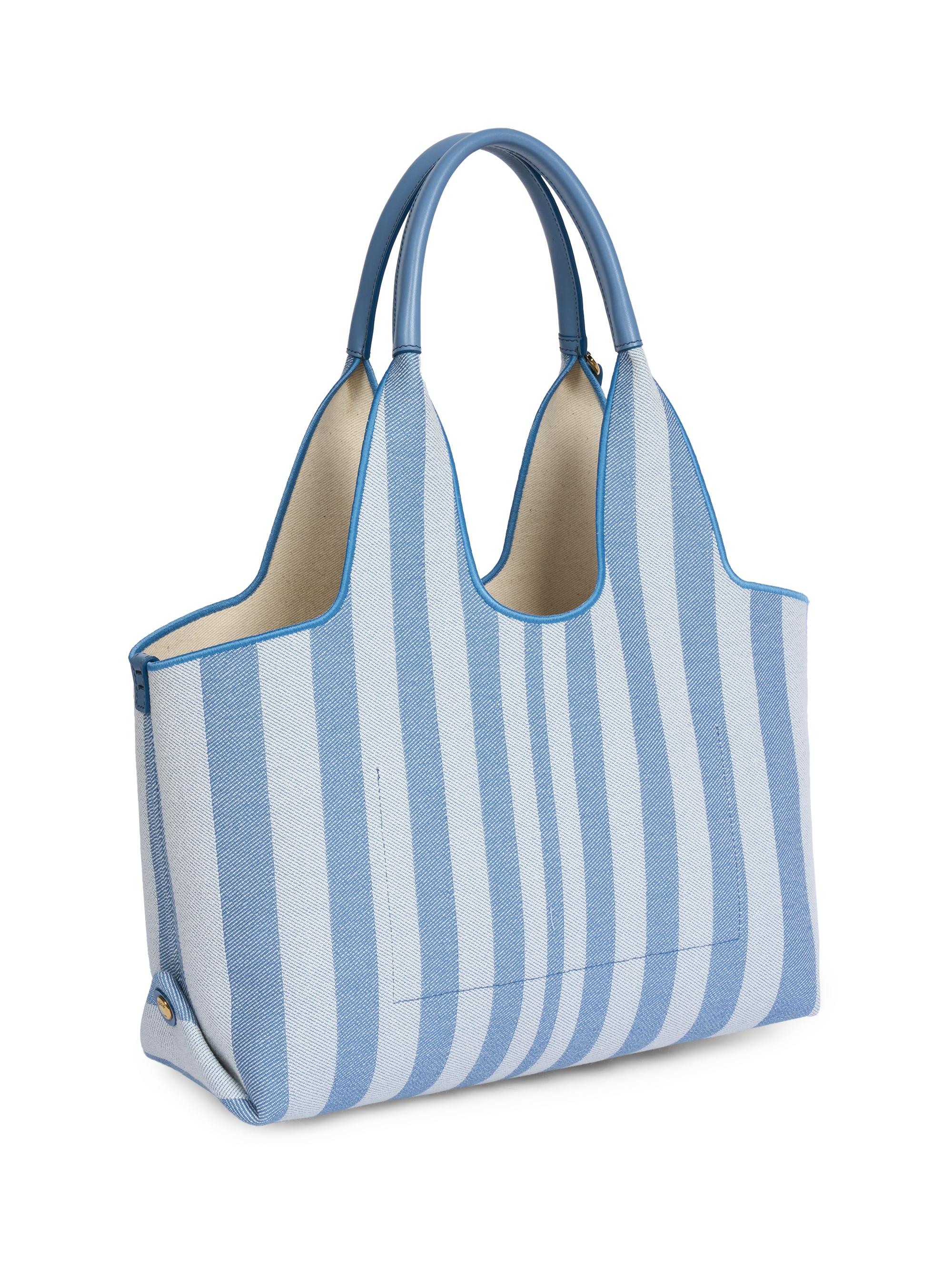 Chloé Women's  Stripy  Jacquard Tote Bag - Surfing Blue | Thumbnail 6