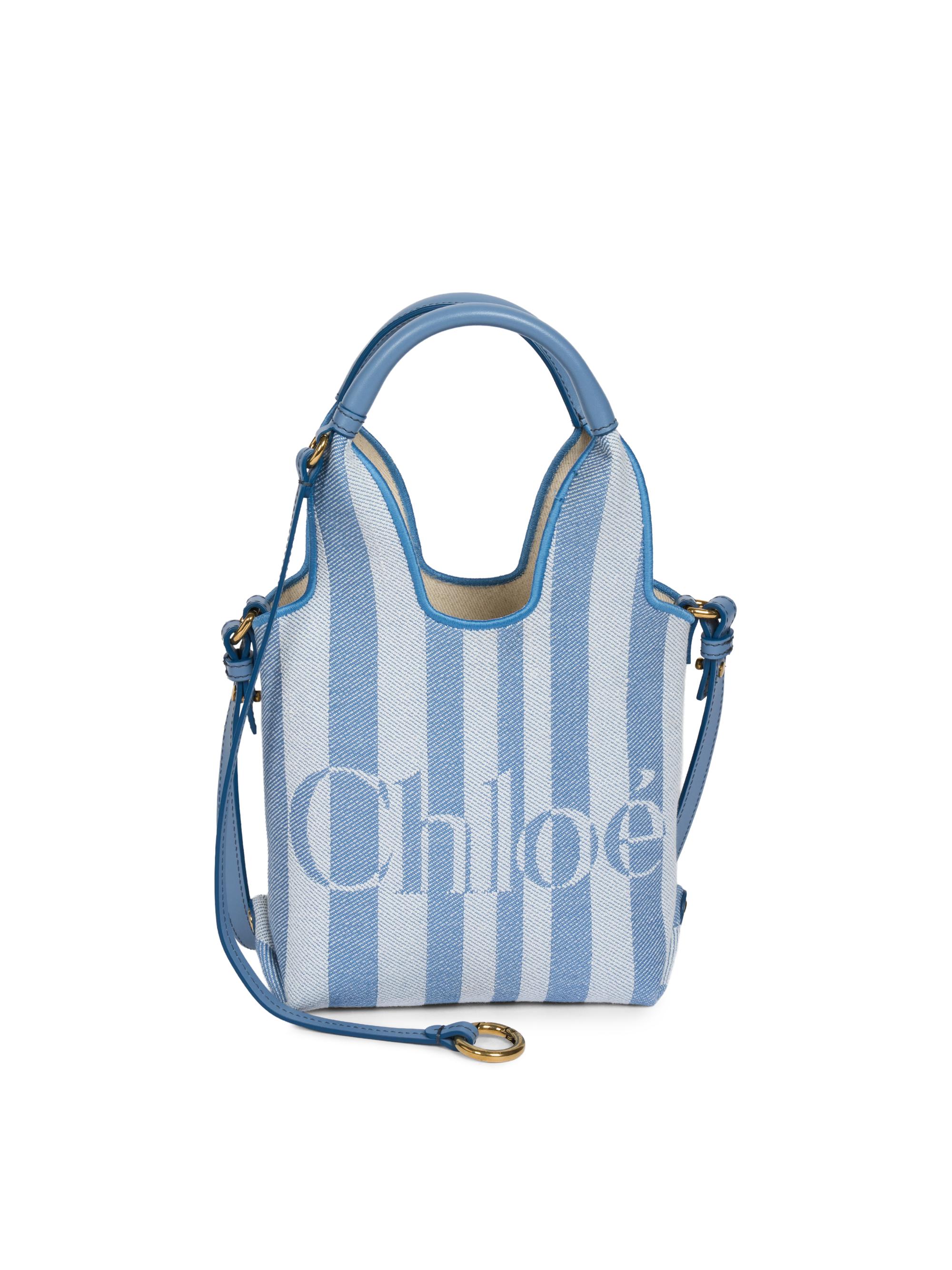 Chloé Women's  Stripy Mini Jacquard Tote Bag - Surfing Blue - Women's Bags