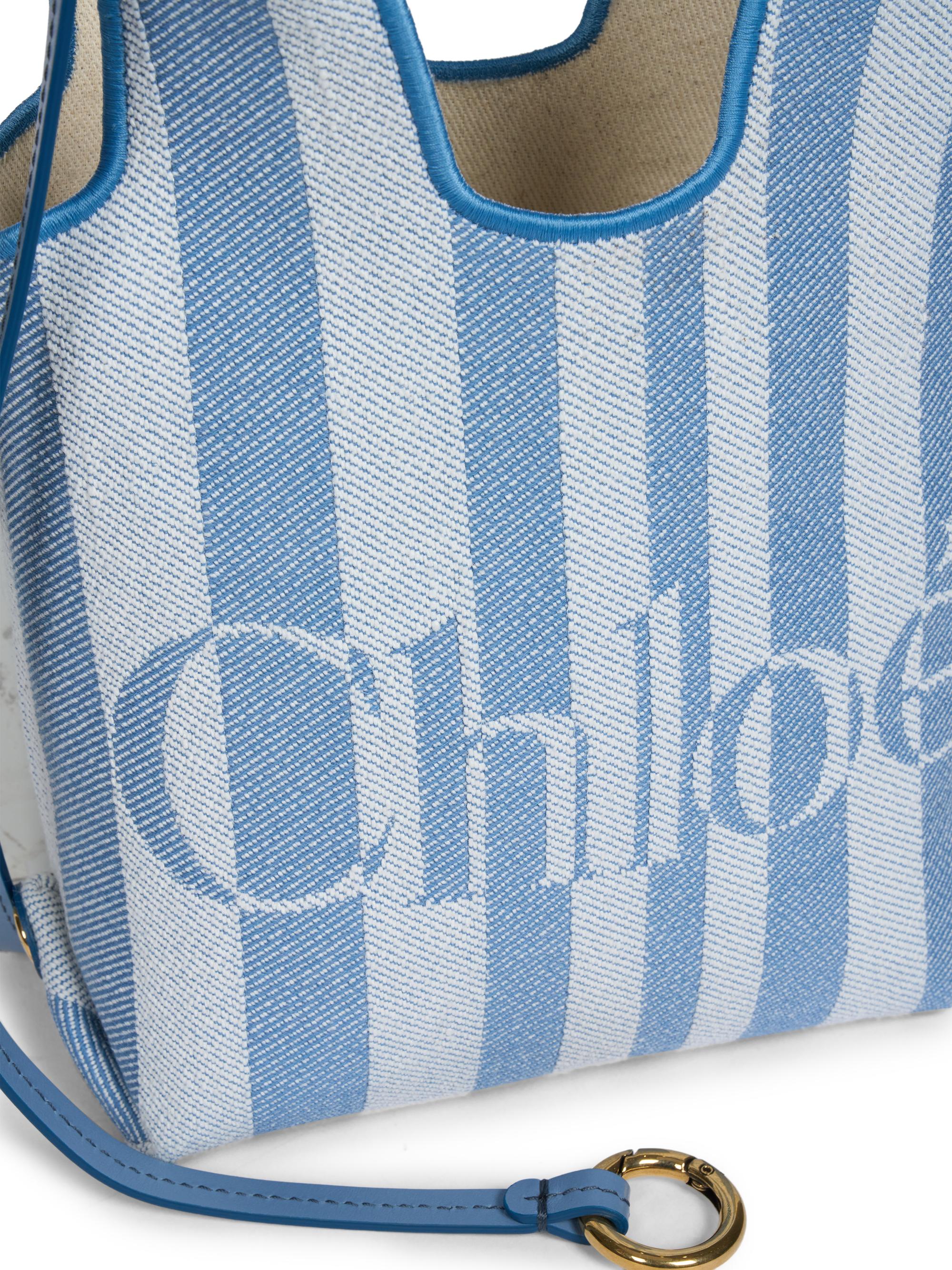 Chloé Women's  Stripy Mini Jacquard Tote Bag - Surfing Blue | Thumbnail 3